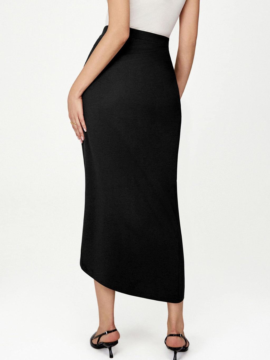 Levauro Kadın Yırtmaçlı Asimetrik Yüksek Bel Büküm Etek