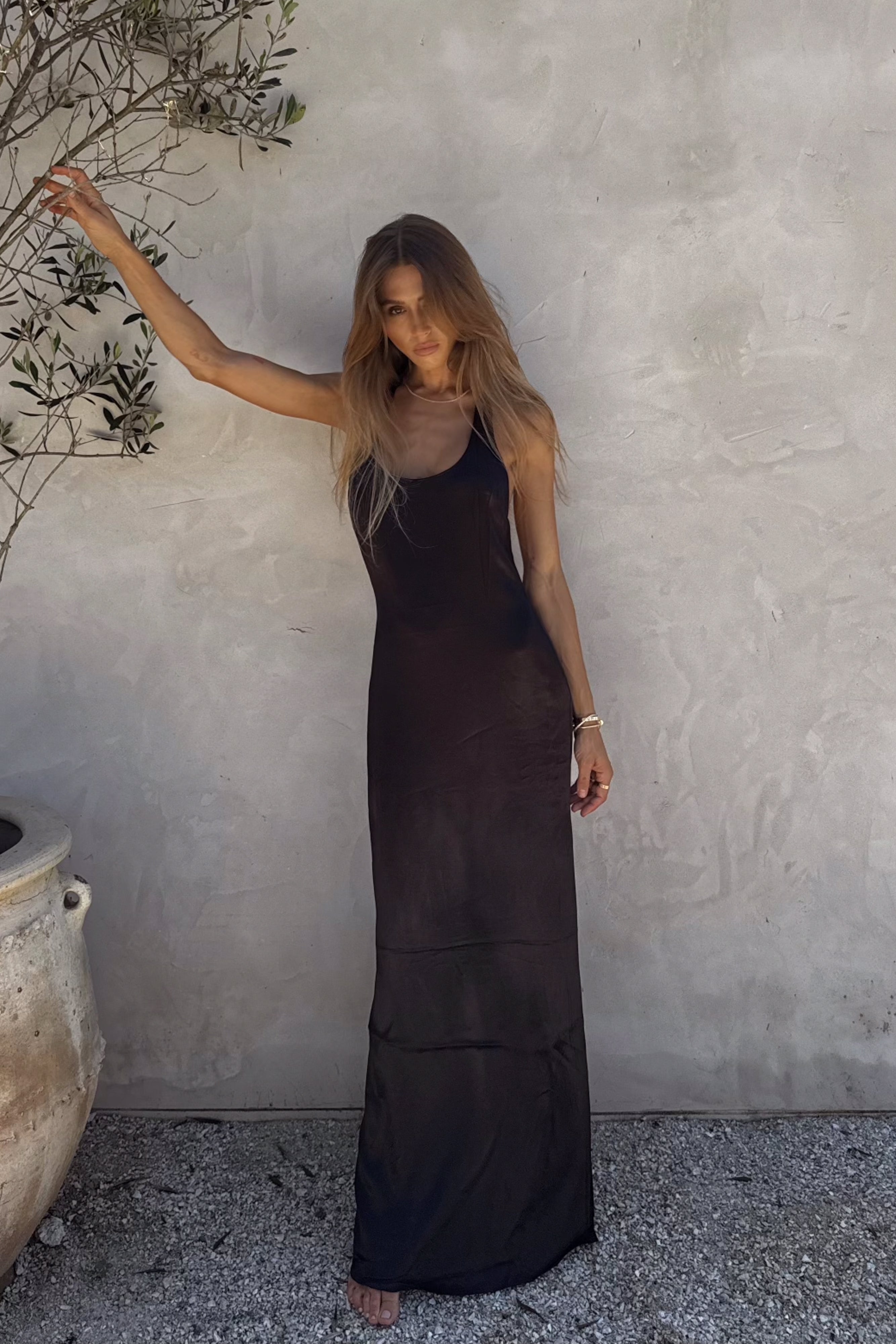Levauro Jacquelyn Racerback Uzun Elbise - Siyah