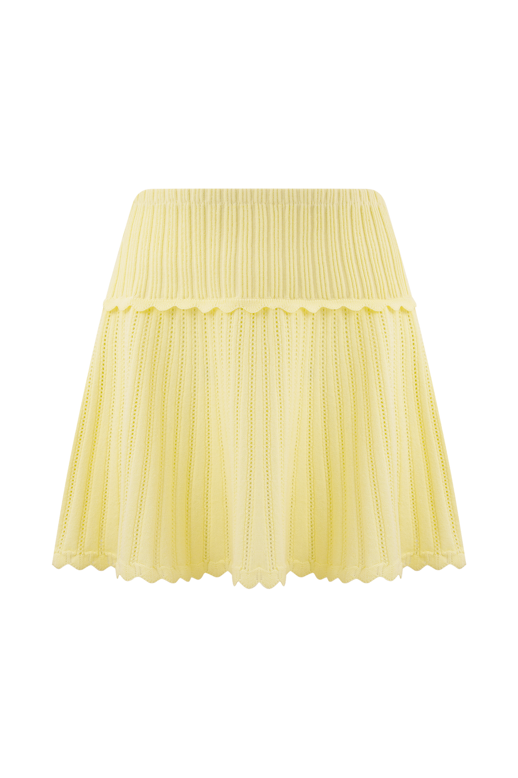 Levauro Indy Pointelle Örgü Mini Etek - Limon
