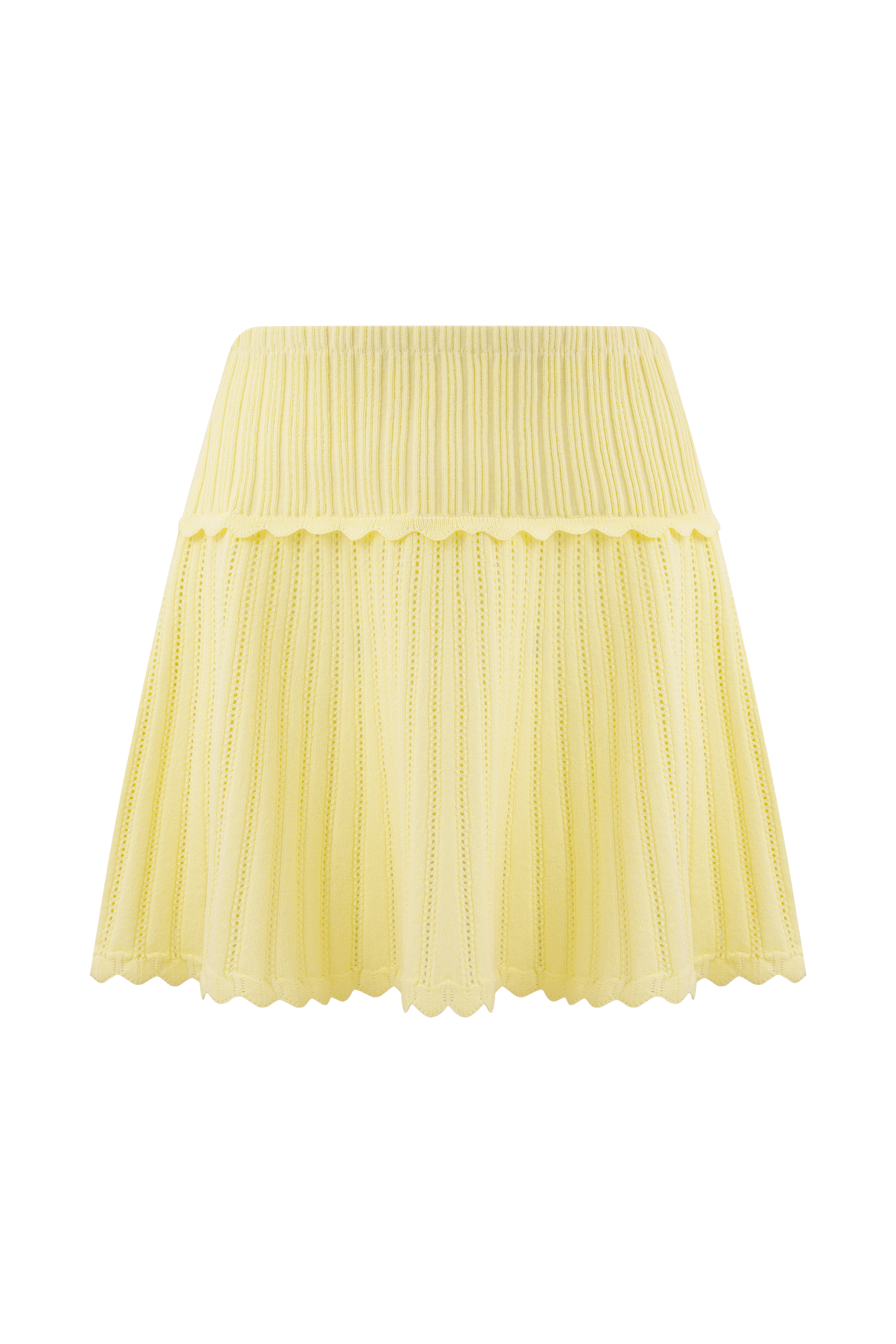 Levauro Indy Pointelle Örgü Mini Etek - Limon