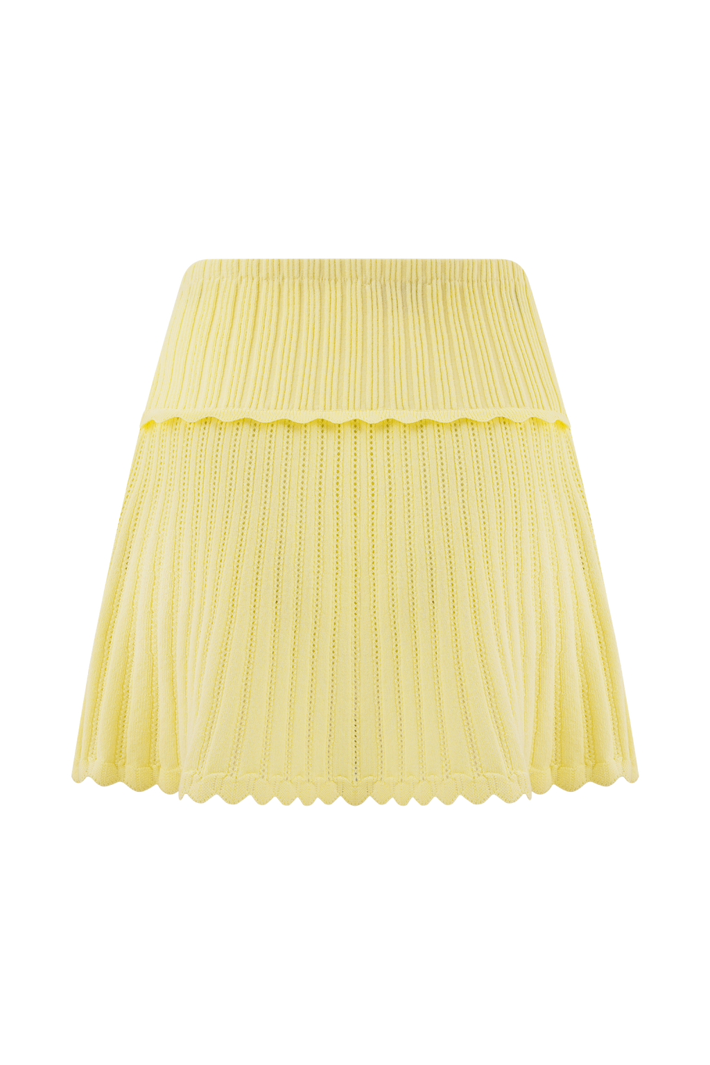 Levauro Indy Pointelle Örgü Mini Etek - Limon