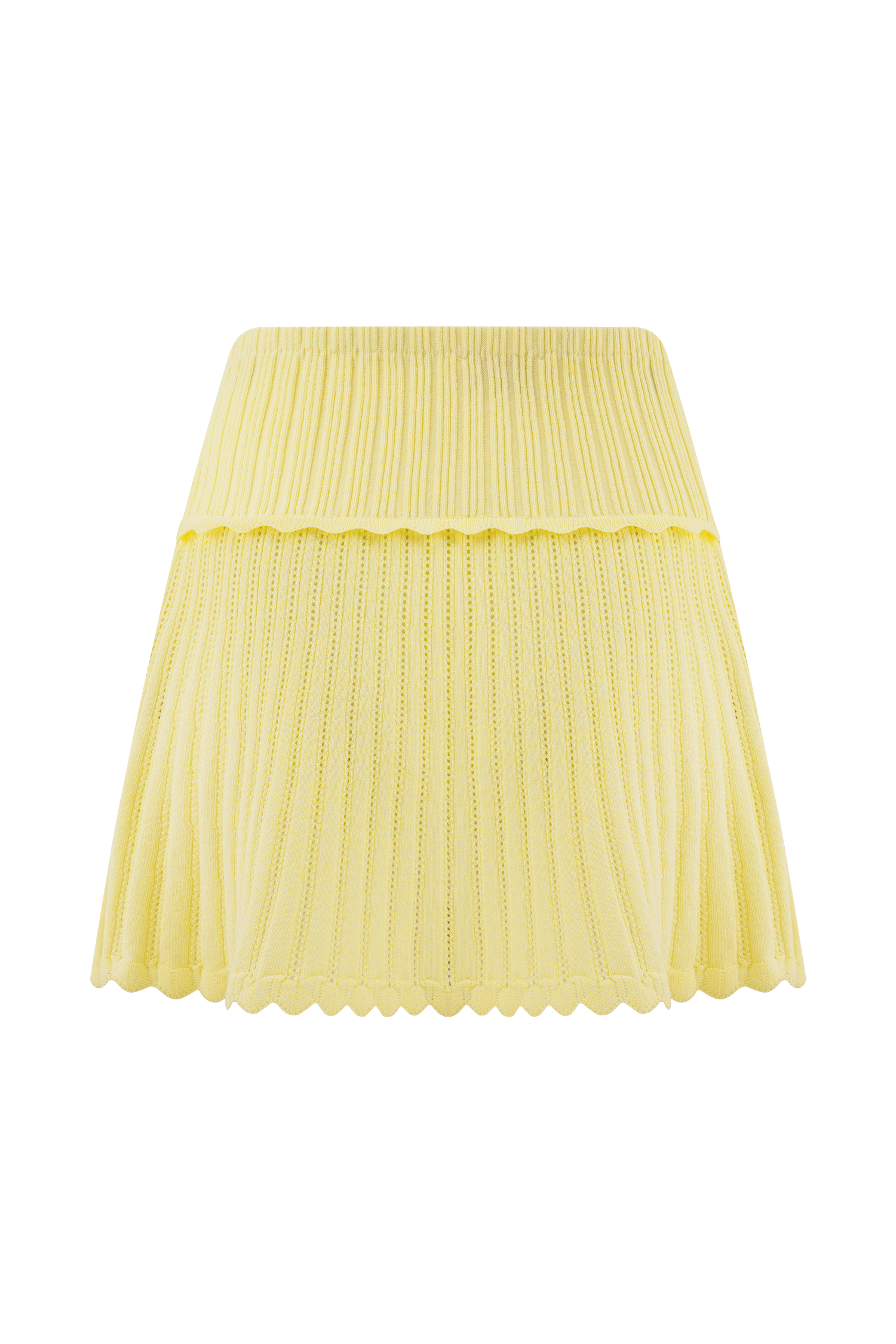 Levauro Indy Pointelle Örgü Mini Etek - Limon