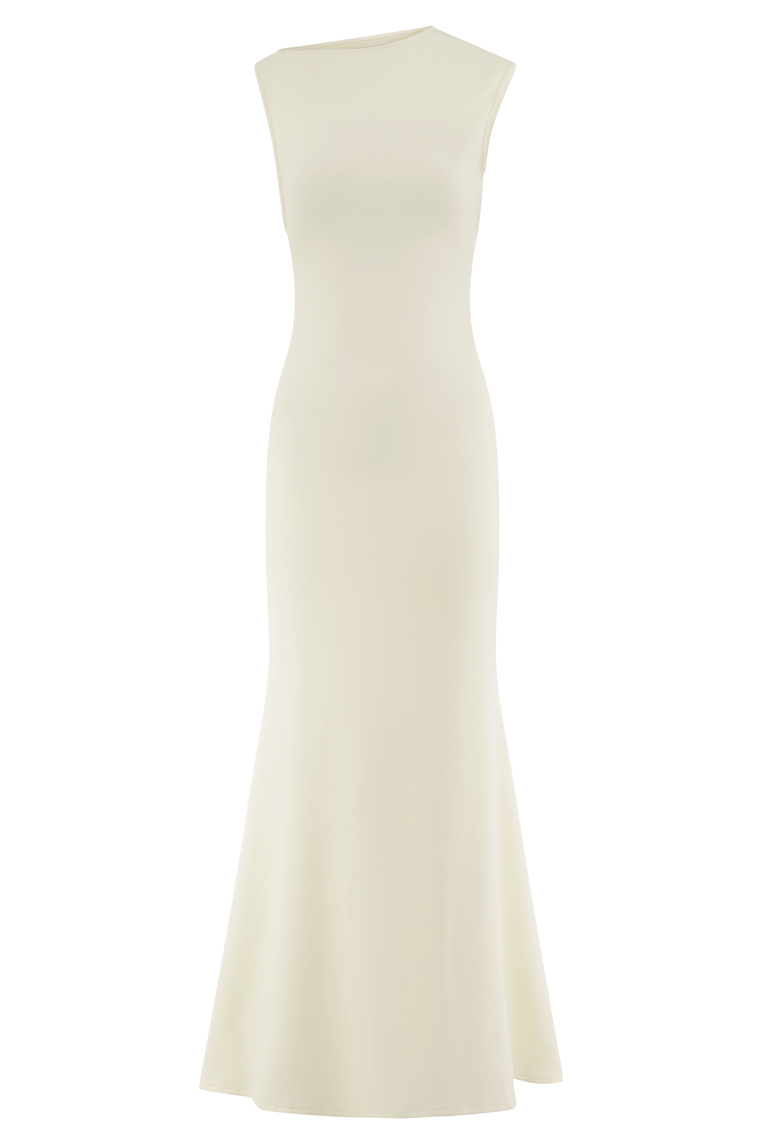 Levauro Katerina Scuba Jersey Cut Out Maxi Elbise - Fildişi