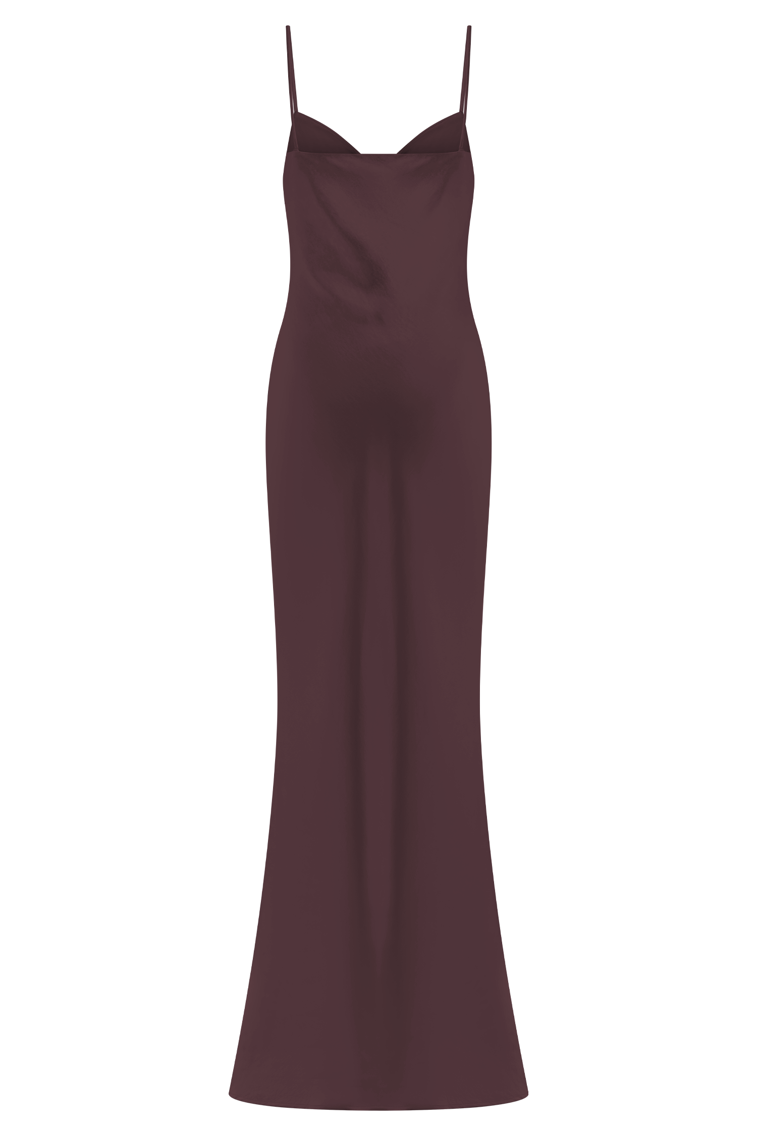 Levauro Lilly Sweetheart Saten Maxi Elbise - Bitter Çikolata