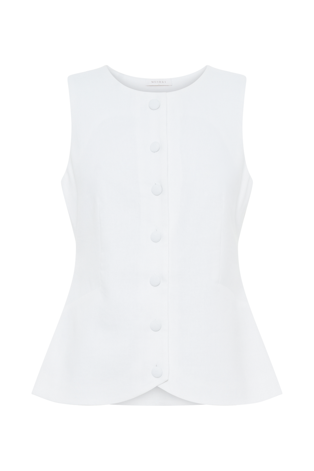 Levauro  Laurence Kolsuz Keten Longline Üst - Beyaz