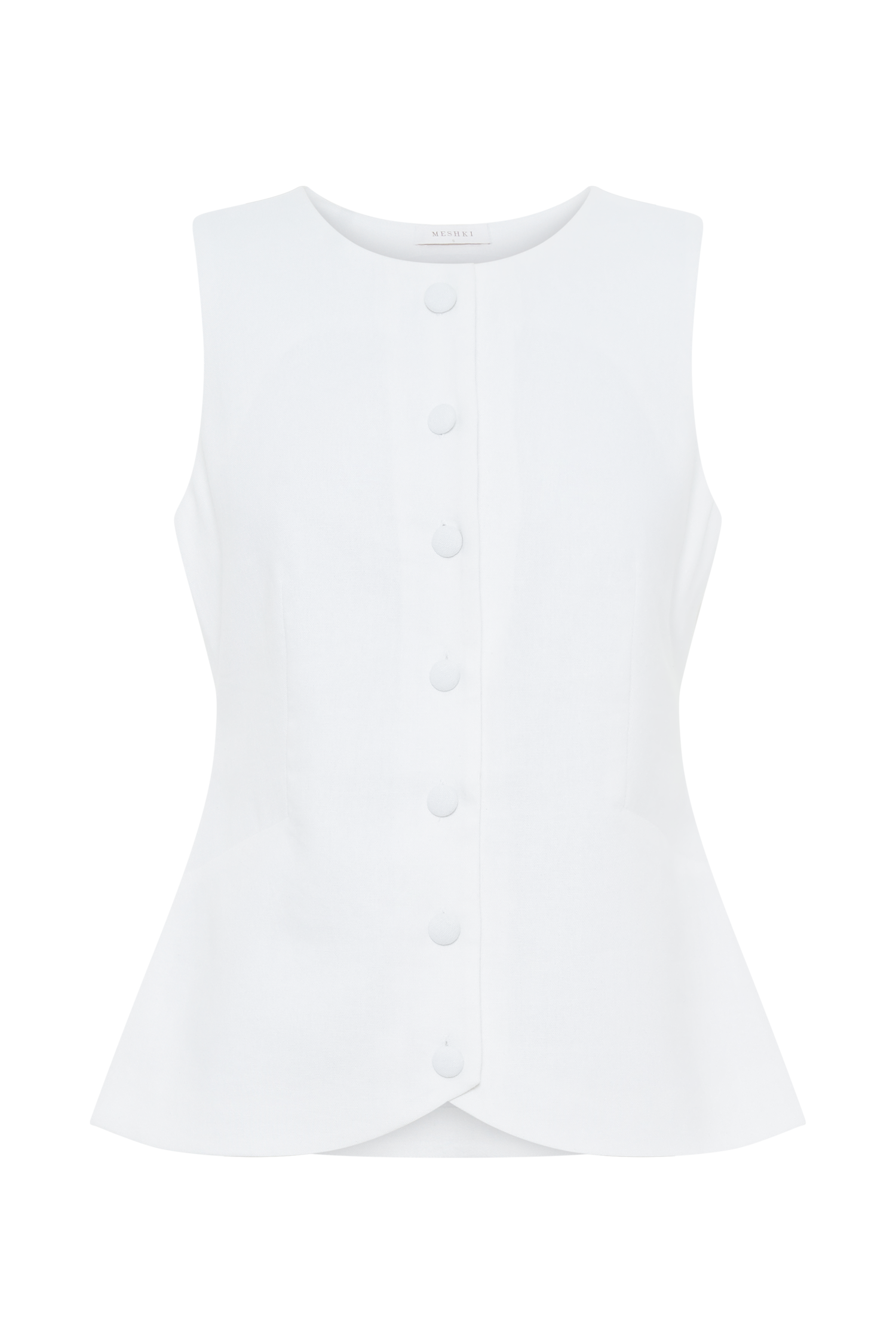 Levauro  Laurence Kolsuz Keten Longline Üst - Beyaz
