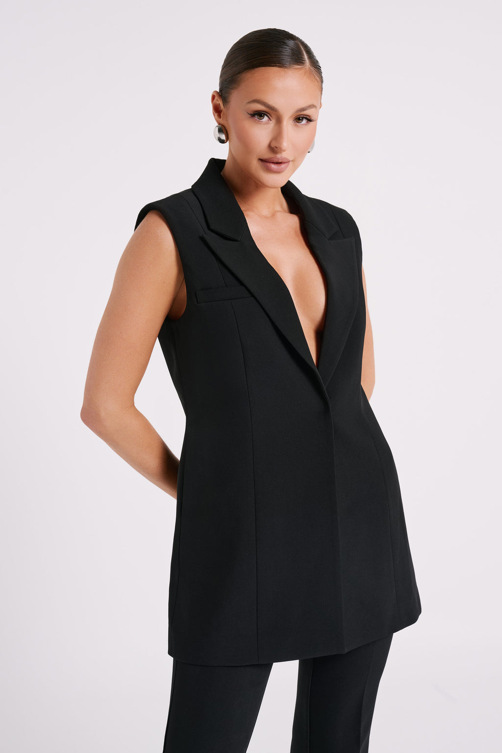 Levauro Robin Oversize Takım Elbise Yeleği - Siyah