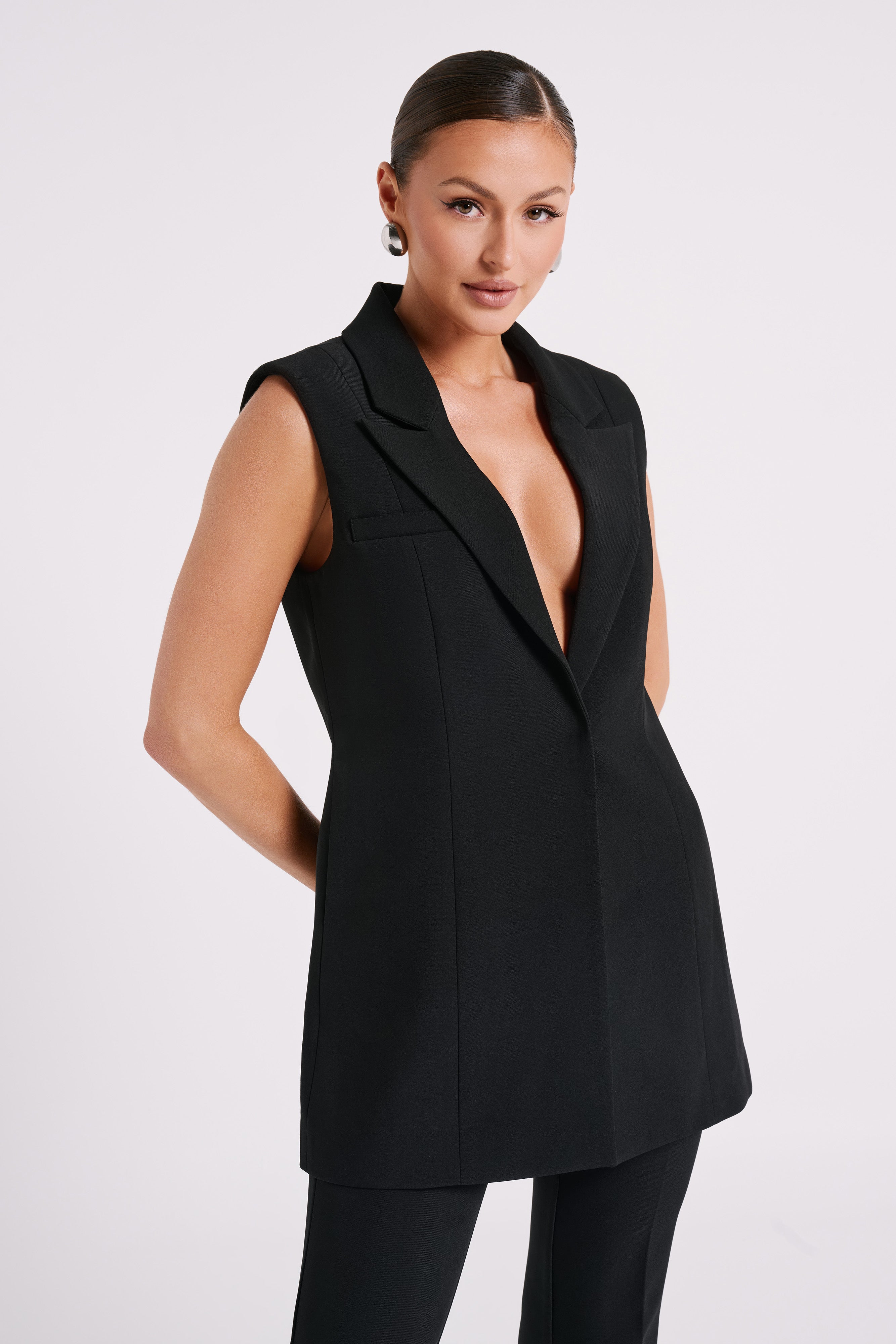 Levauro Robin Oversize Takım Elbise Yeleği - Siyah