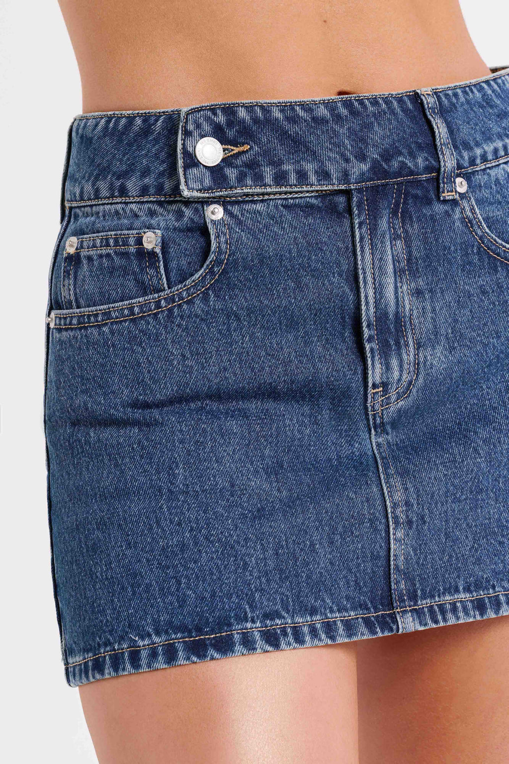 Levauro Julienne Denim Mini Etek - Lacivert