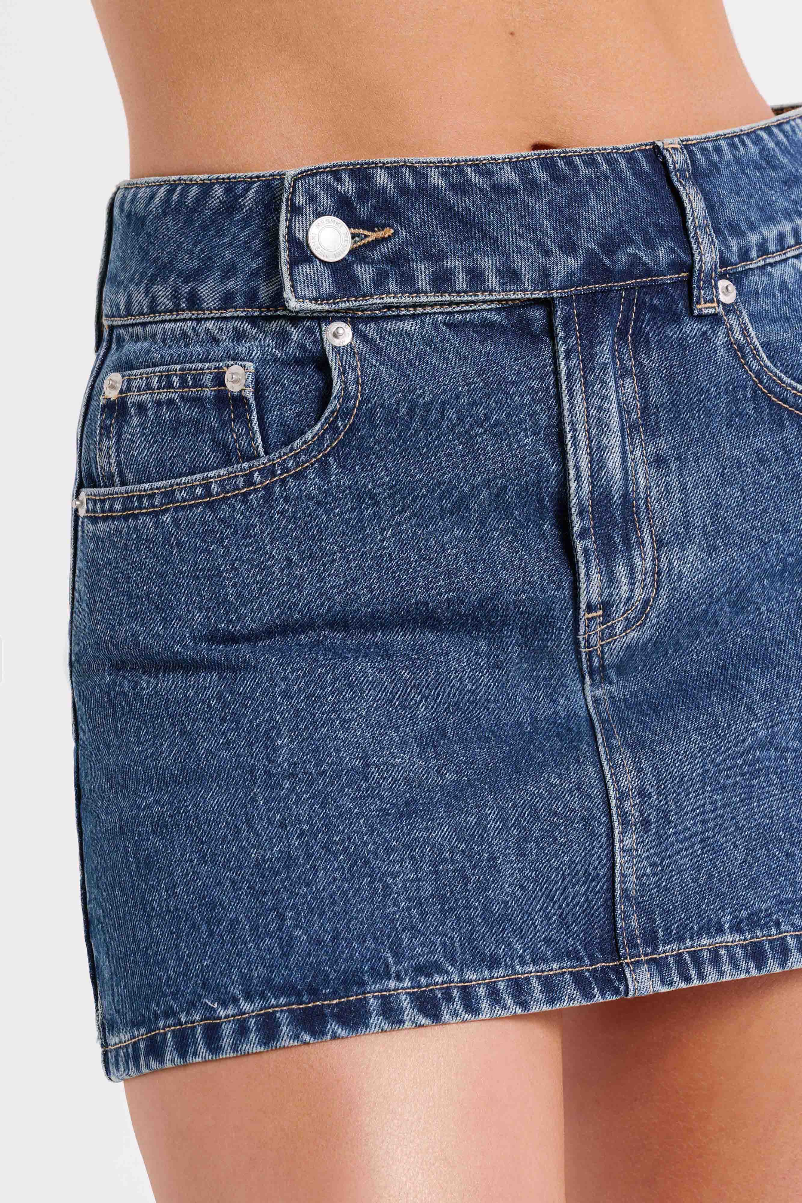 Levauro Julienne Denim Mini Etek - Lacivert
