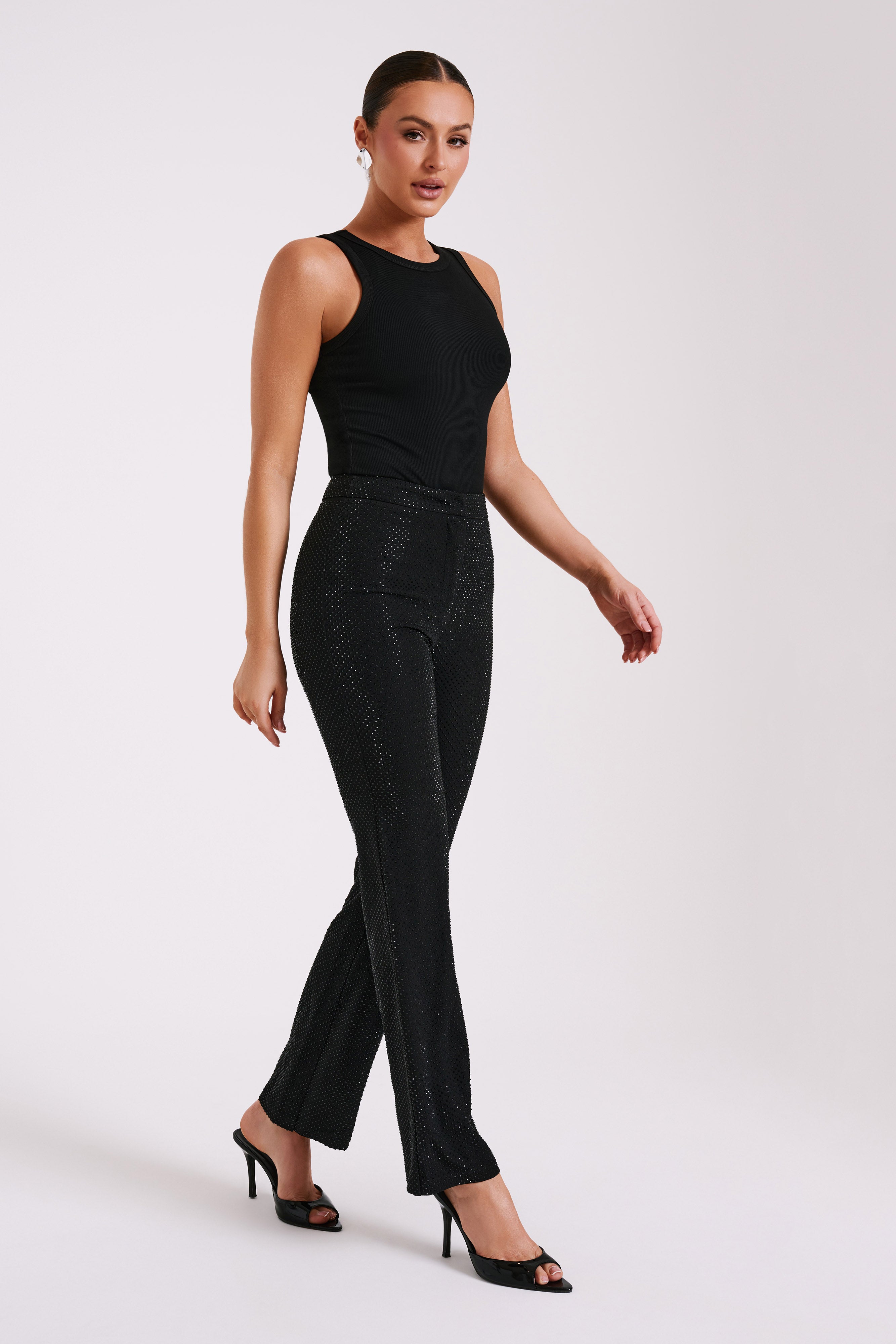 Levauro Kaycee Düz Paça Diamante Pantolon - Siyah