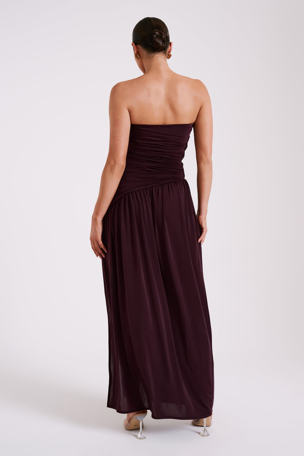 Levauro Bex Straplez Dar Kesim Maxi Elbise - Bordo