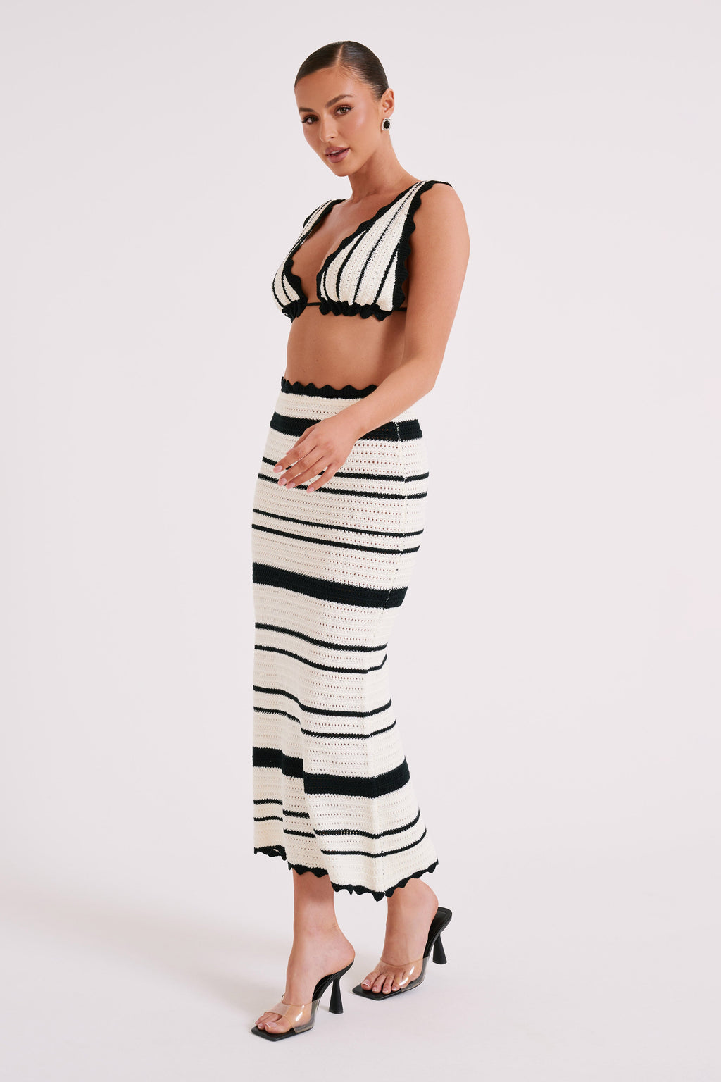 Levauro  Jadia Kontrast Tığ Bralet - Siyah/Beyaz