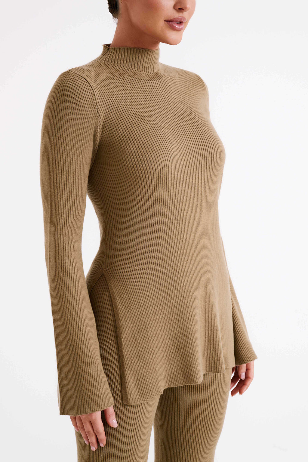 Levauro  Oversize Örgü Kazak - Zeytin