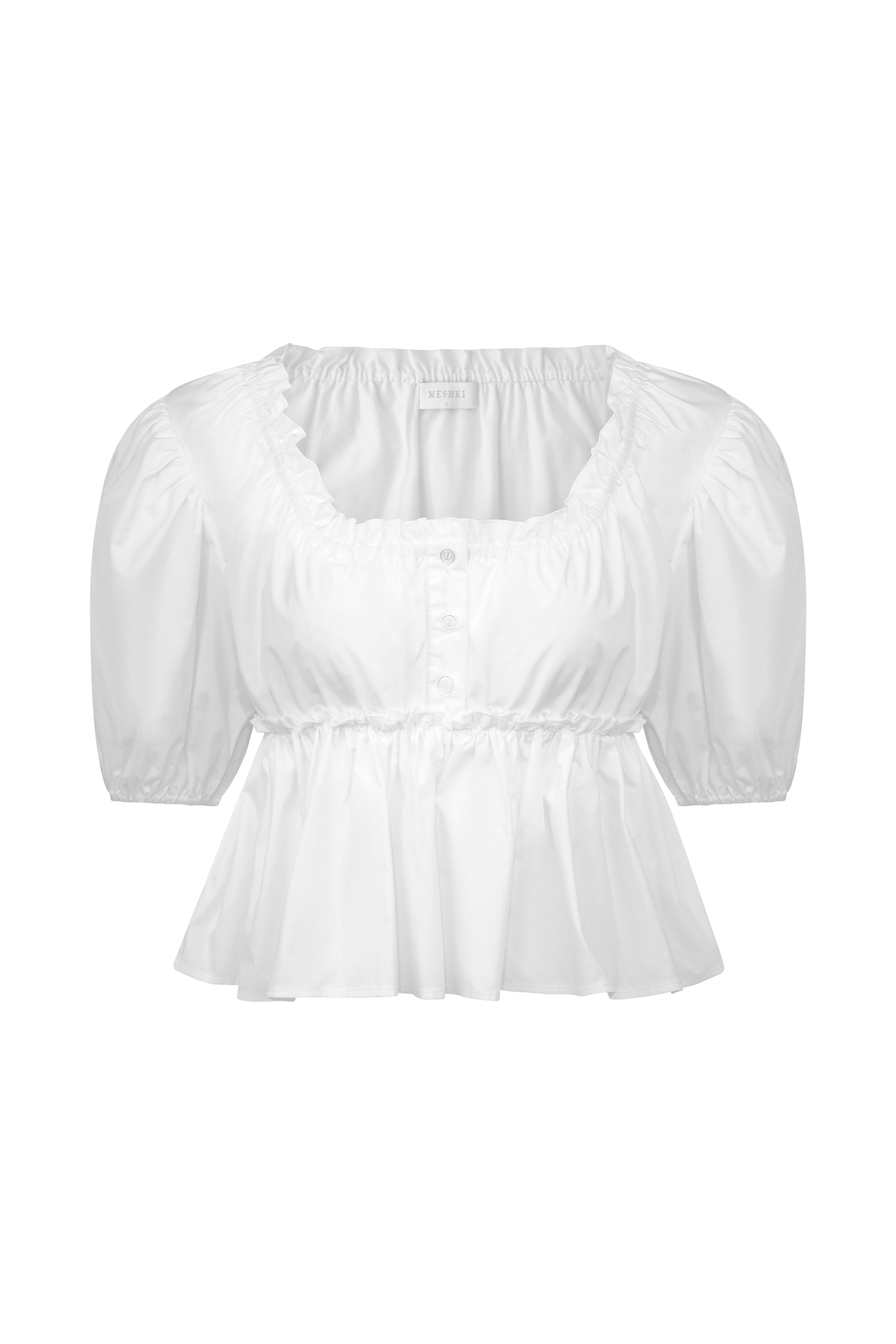 Levauro Magdalena Puf Crop Top - Beyaz