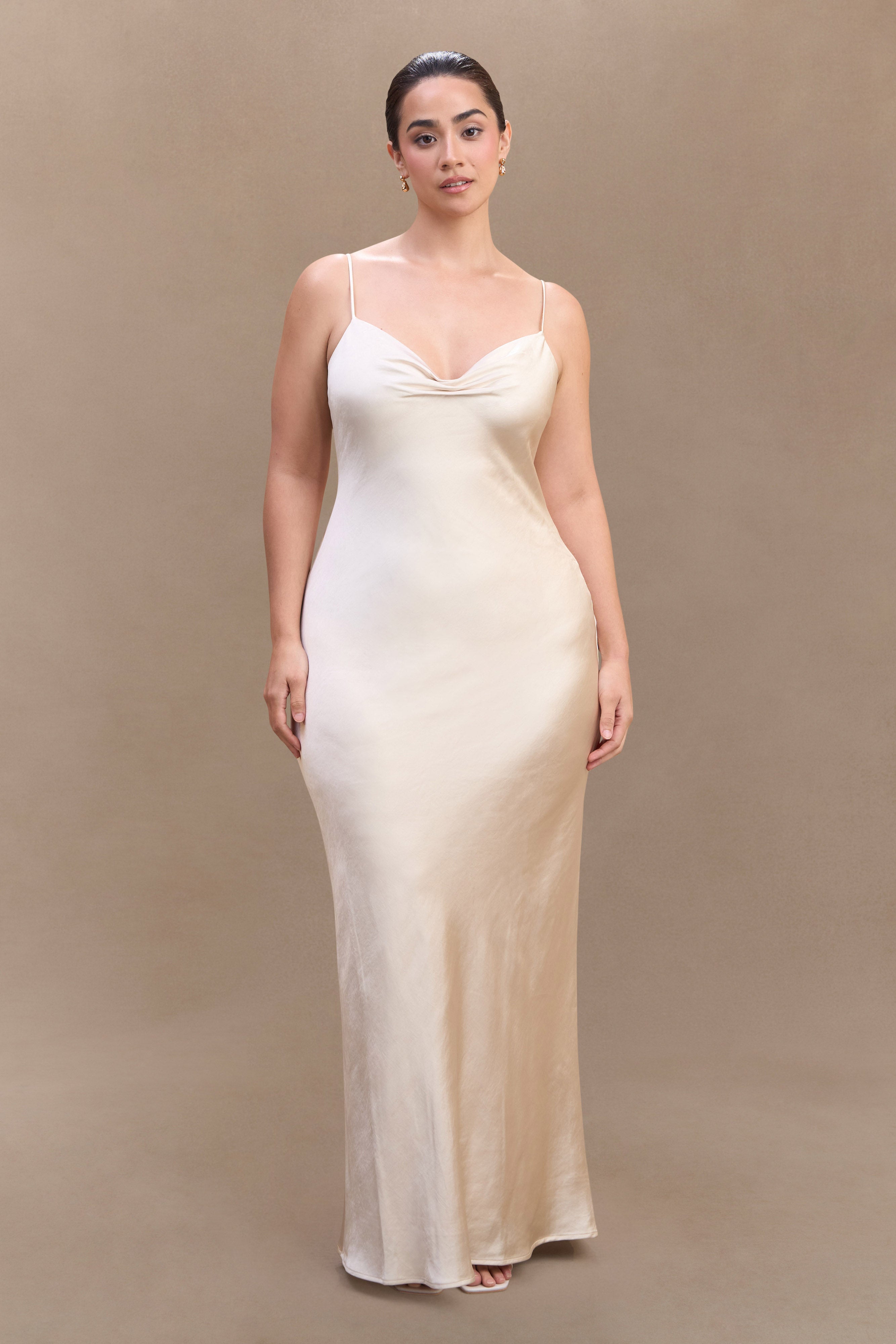 Levauro Lilly Sweetheart Saten Maxi Elbise - Allık Altın
