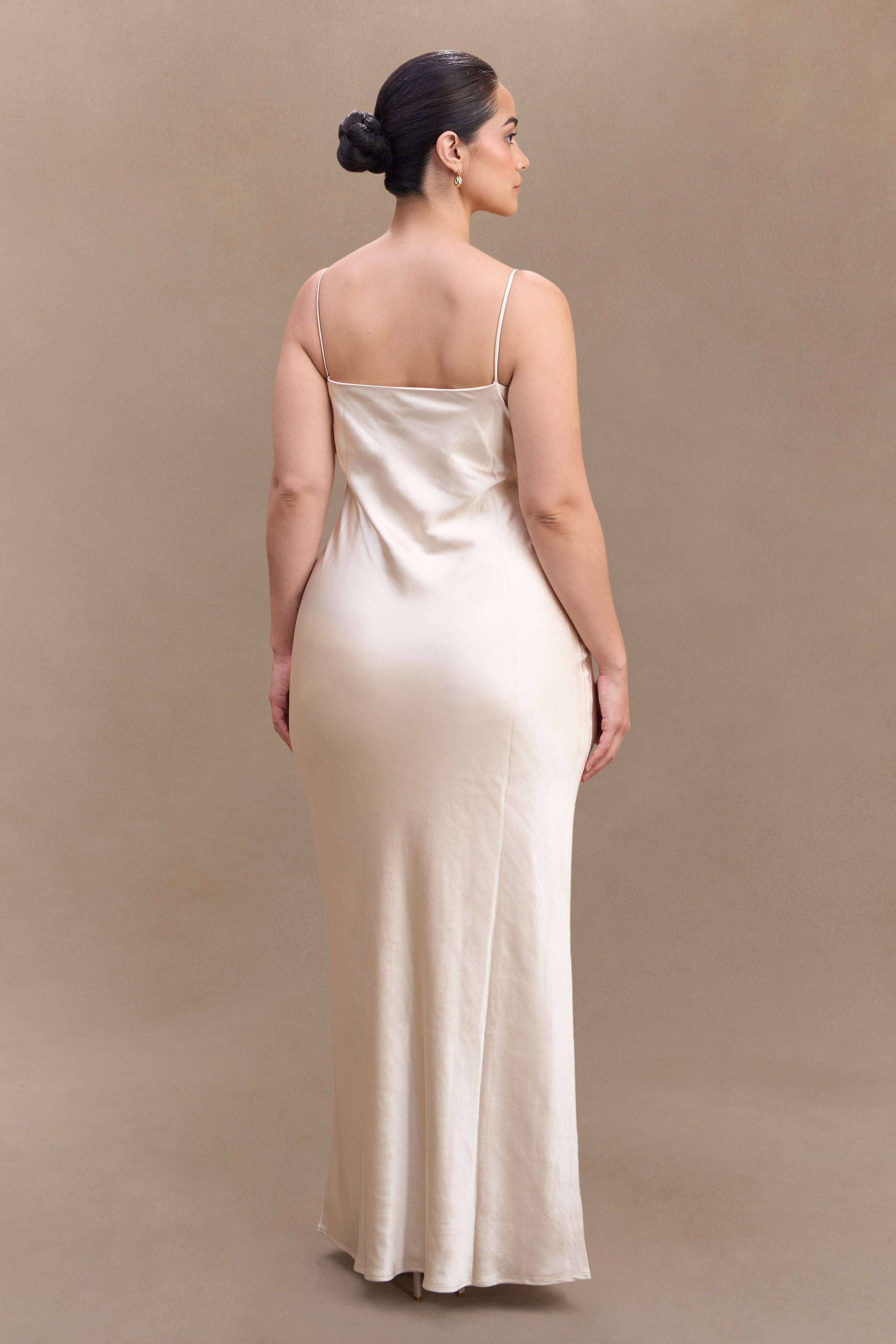 Levauro Lilly Sweetheart Saten Maxi Elbise - Allık Altın