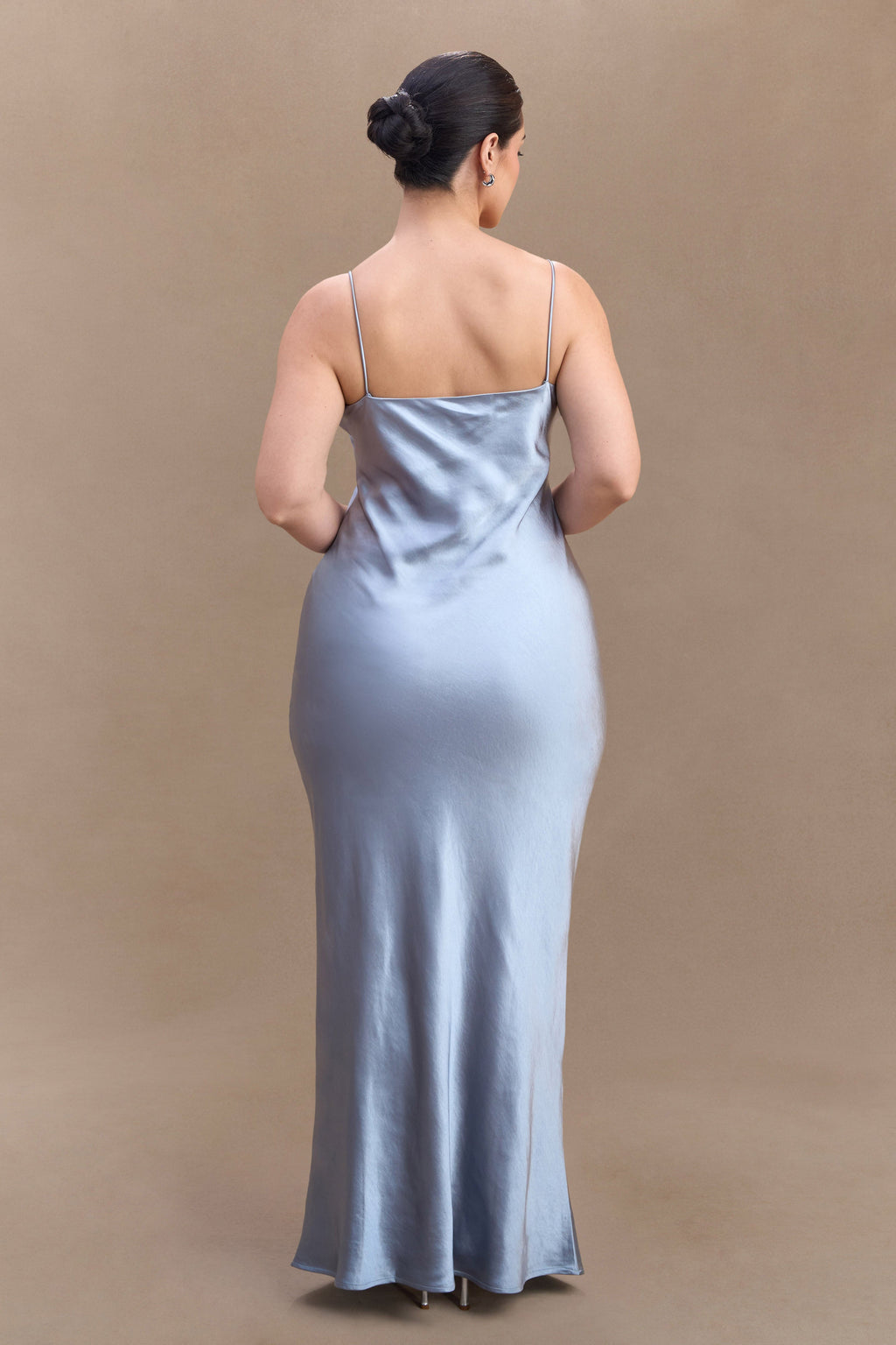 Levauro Lilly Sweetheart Saten Maxi Elbise - Buzlu Mavi