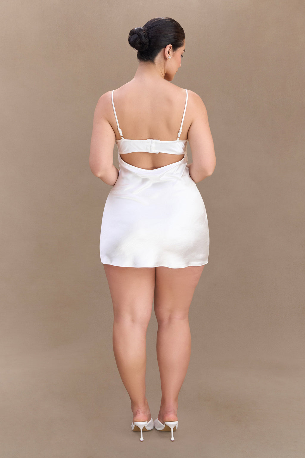 Levauro Scarlett Saten Slip Mini Elbise - Fildişi