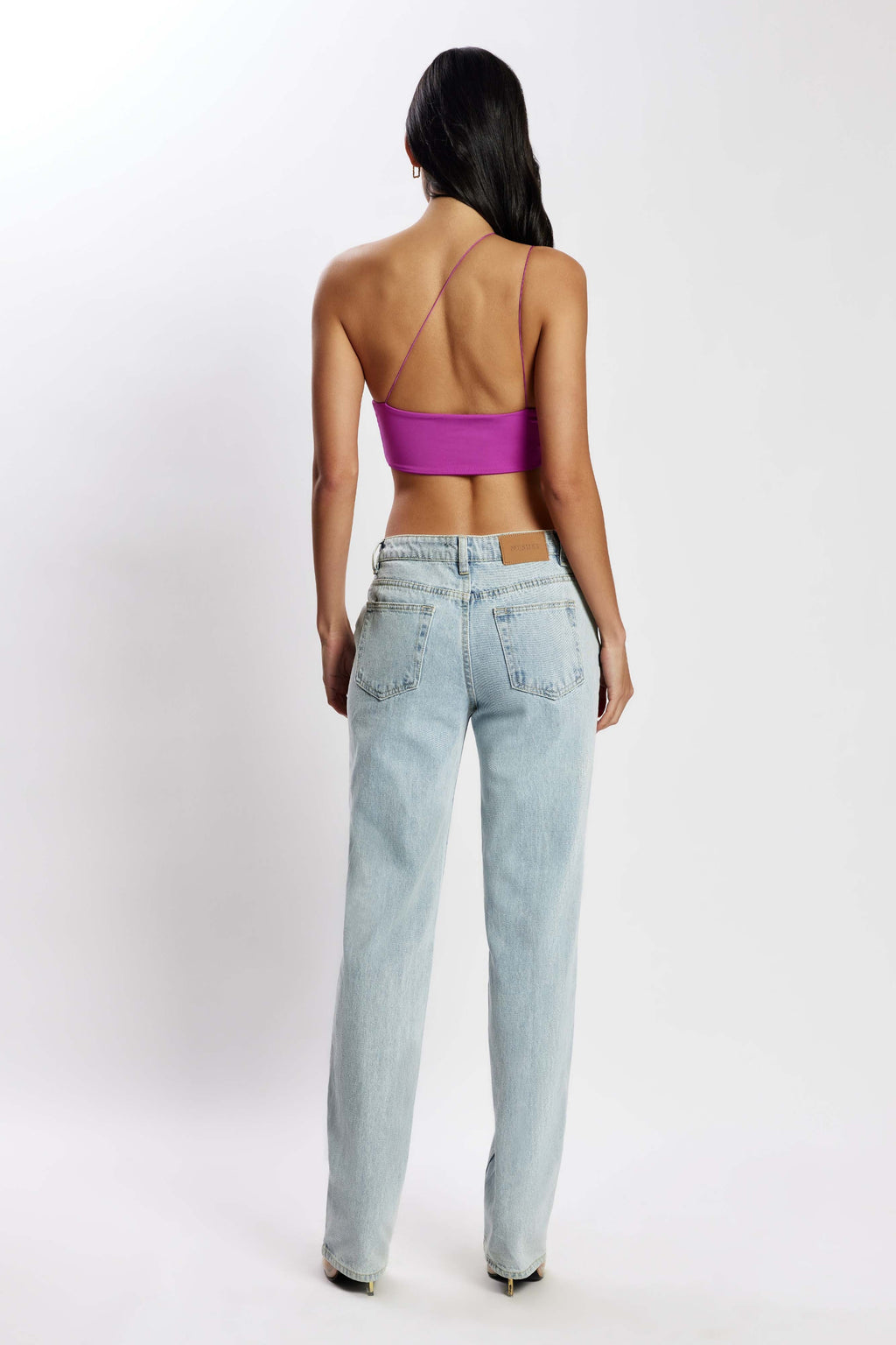 Levauro Montana Dantelli Kesik Crop Top - Mor