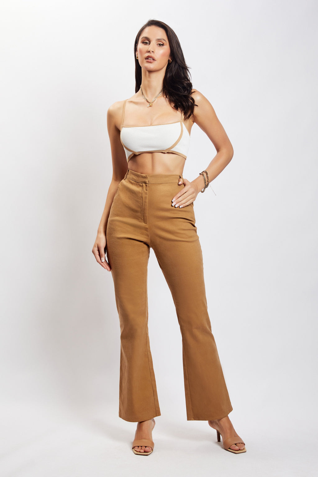 Levauro Cindy Flare Pantolon - Camel
