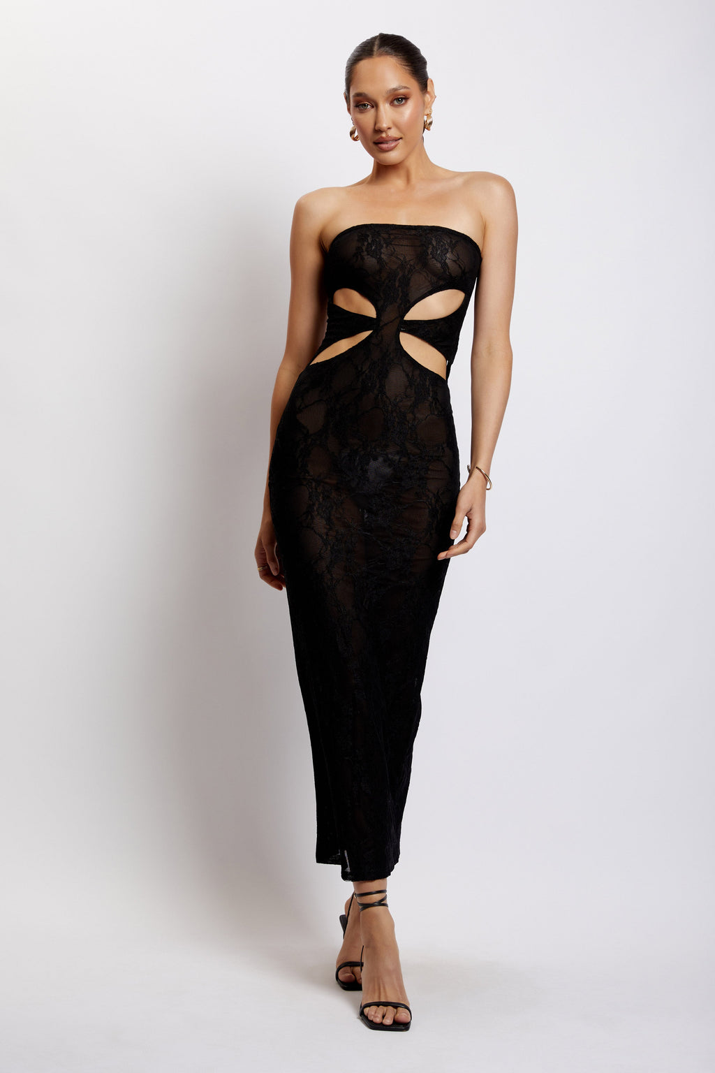 Levauro Krista Cut Out Bandeau Uzun Elbise - Siyah