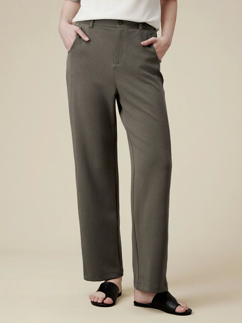 Levauro Lyocell ve Pamuklu Streç Düz Pantolon