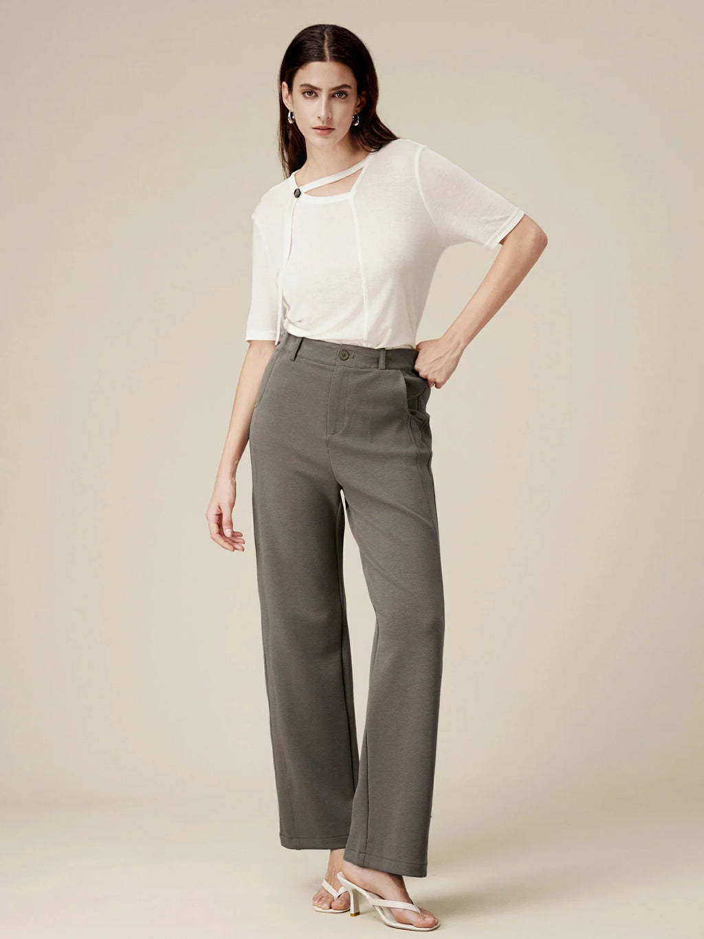 Levauro Lyocell ve Pamuklu Streç Düz Pantolon