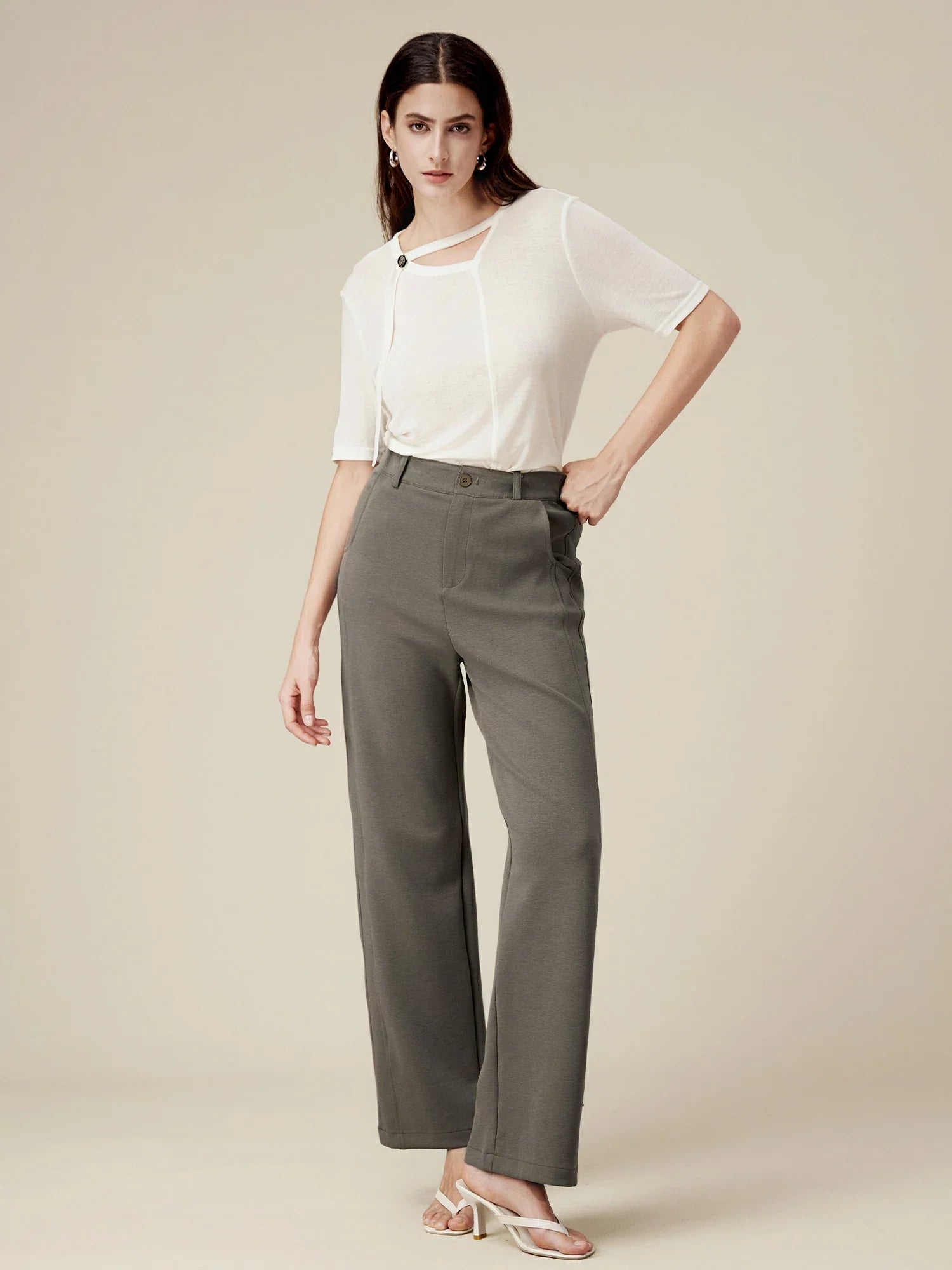 Levauro Lyocell ve Pamuklu Streç Düz Pantolon