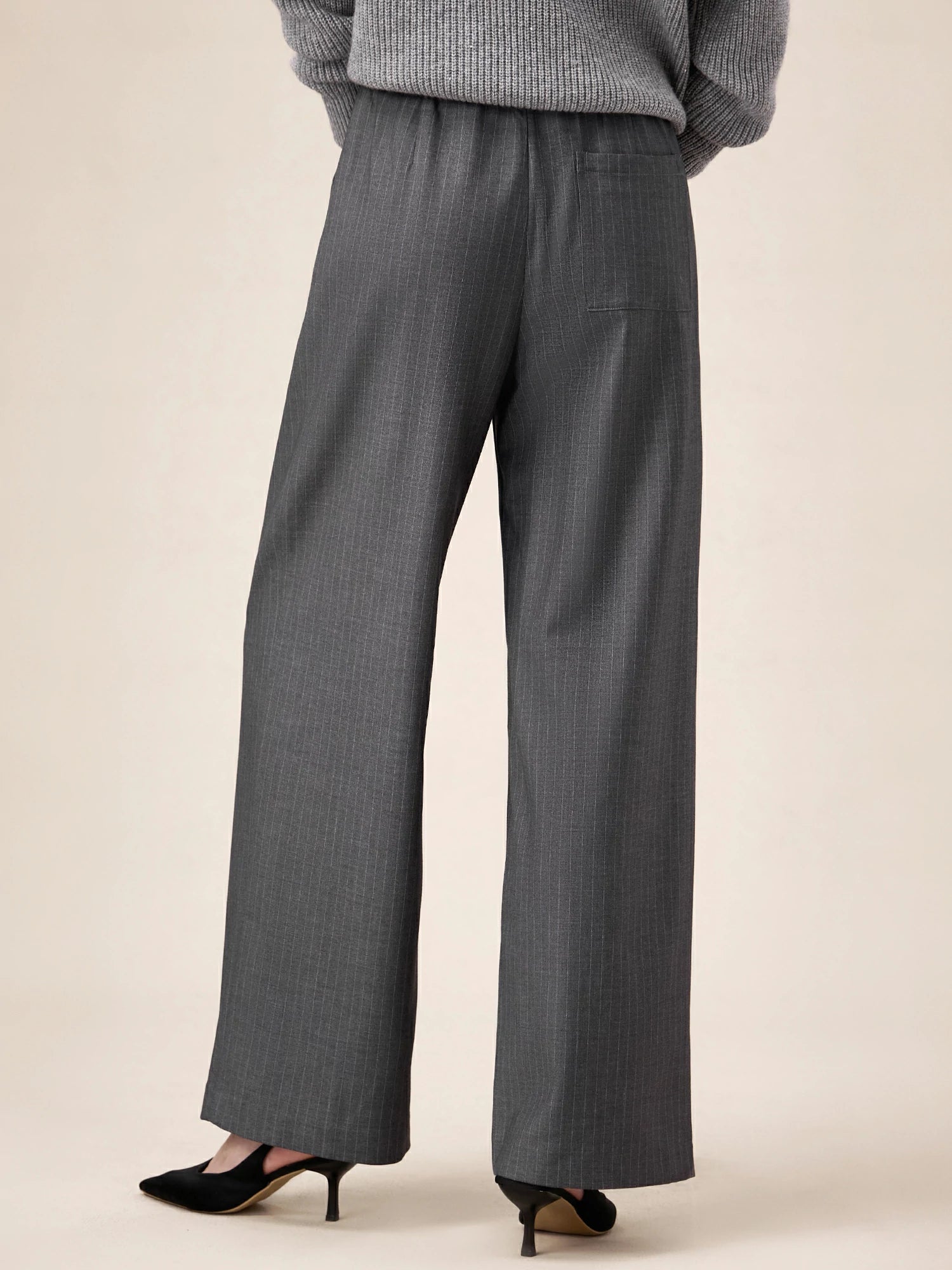 Levauro Kadın Bel Renk Bloklu Düz Paça Pantolon