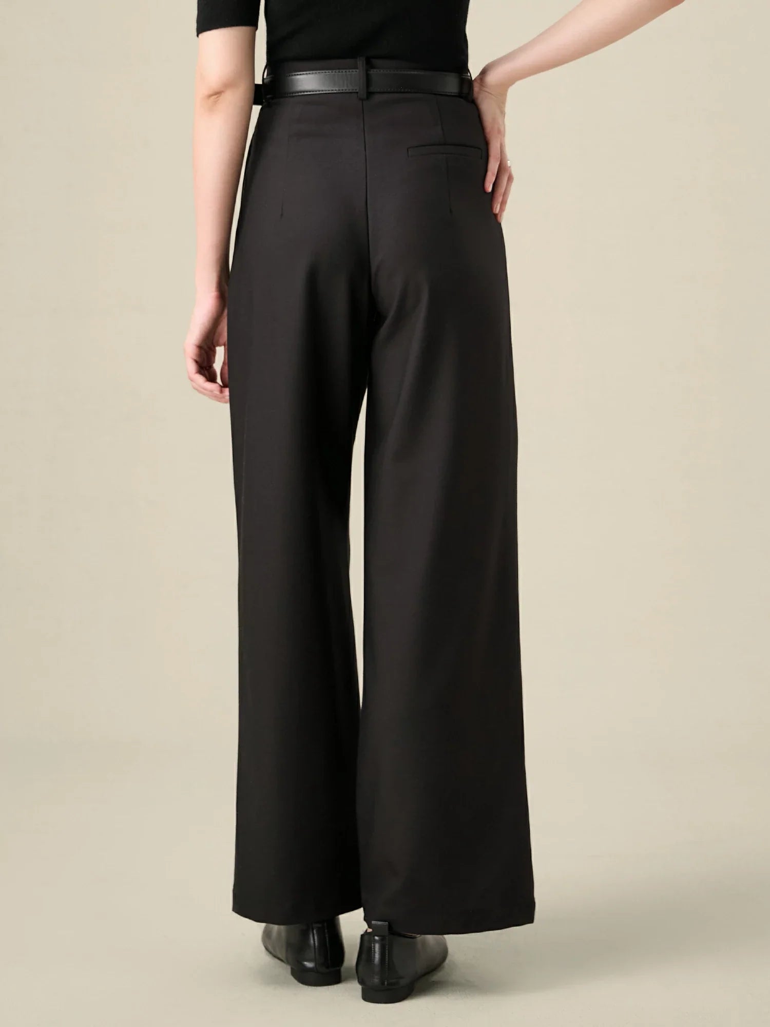 Levauro Krem Lyocell ve Asetat İş Pantolonu Bol Kesim