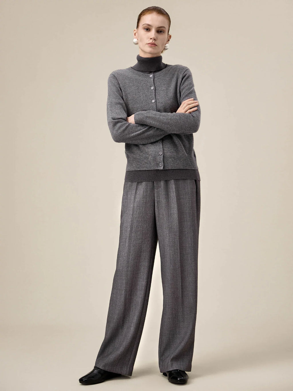 Levauro Kadın Yünlü Bol Düz Pantolon