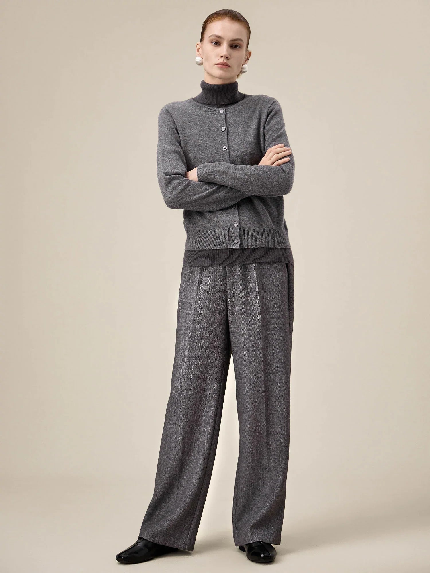 Levauro Kadın Yünlü Bol Düz Pantolon