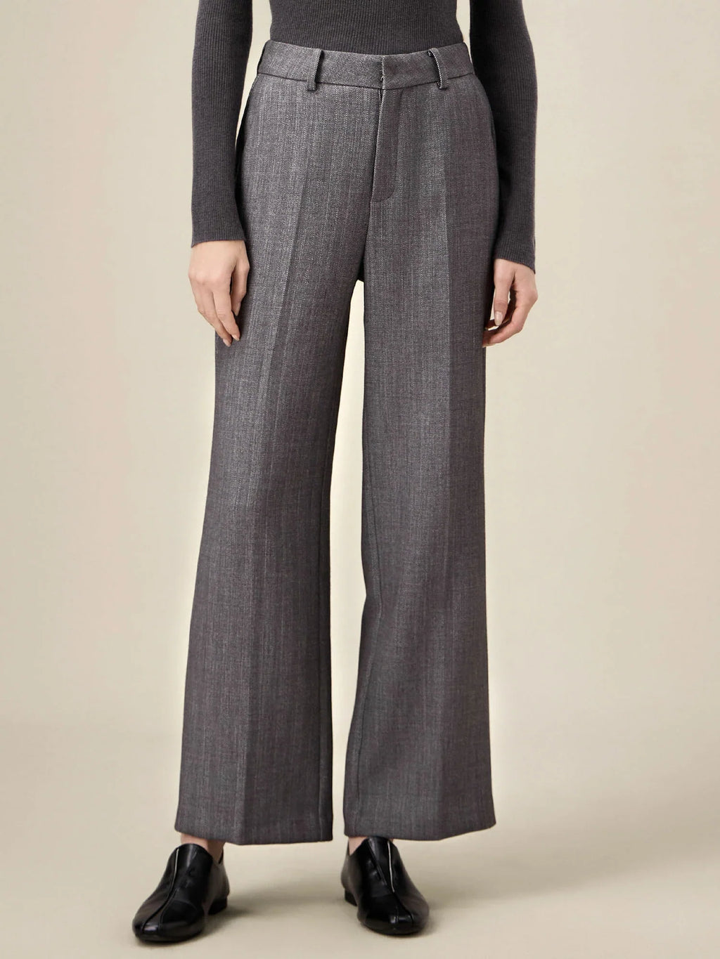 Levauro Kadın Yünlü Bol Düz Pantolon