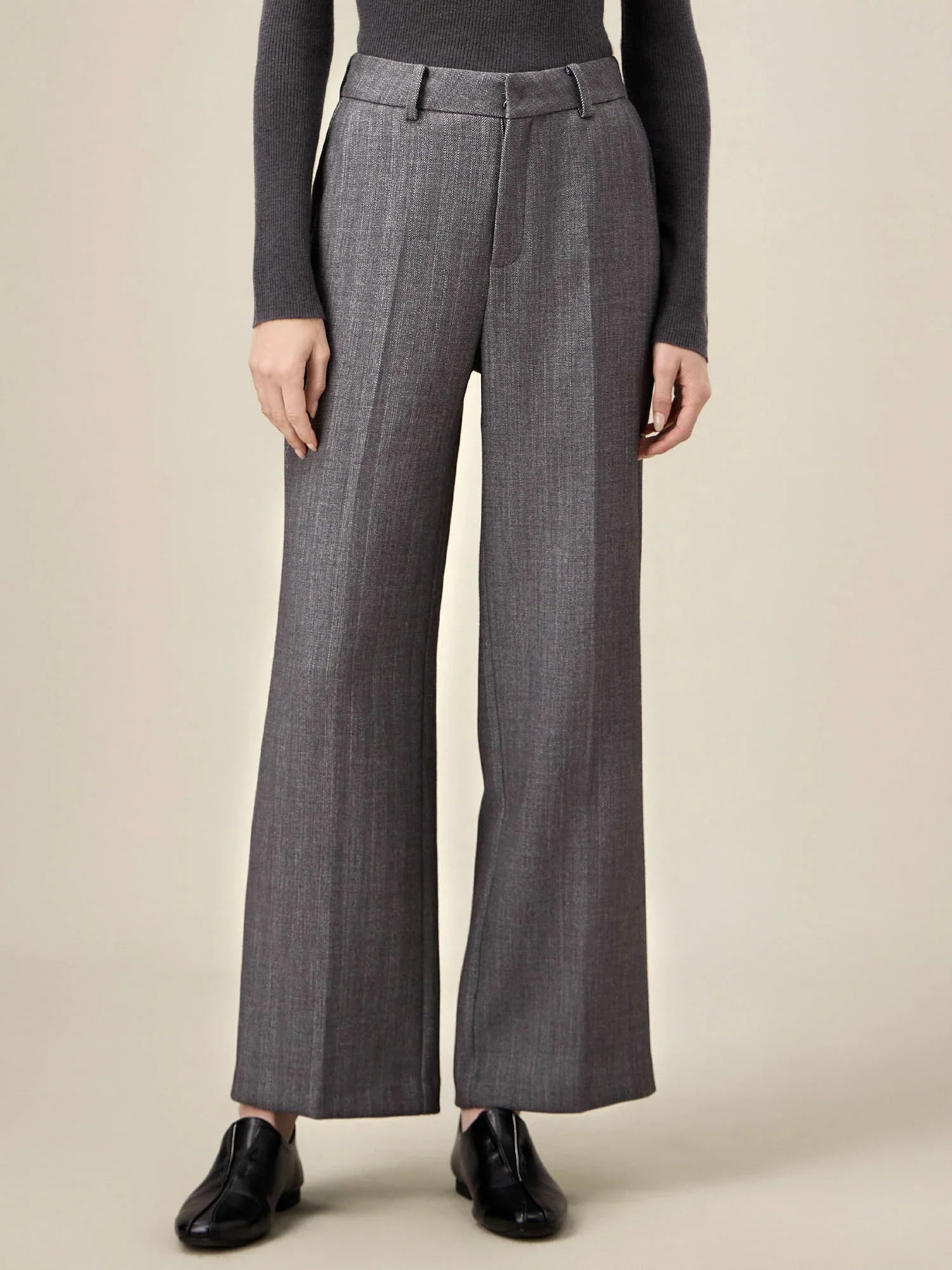 Levauro Kadın Yünlü Bol Düz Pantolon