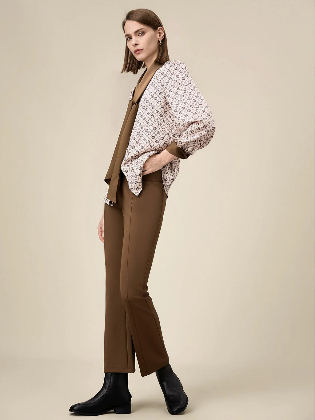 Levauro Kadın Esnek Slim Fit Geniş Paça Pantolon