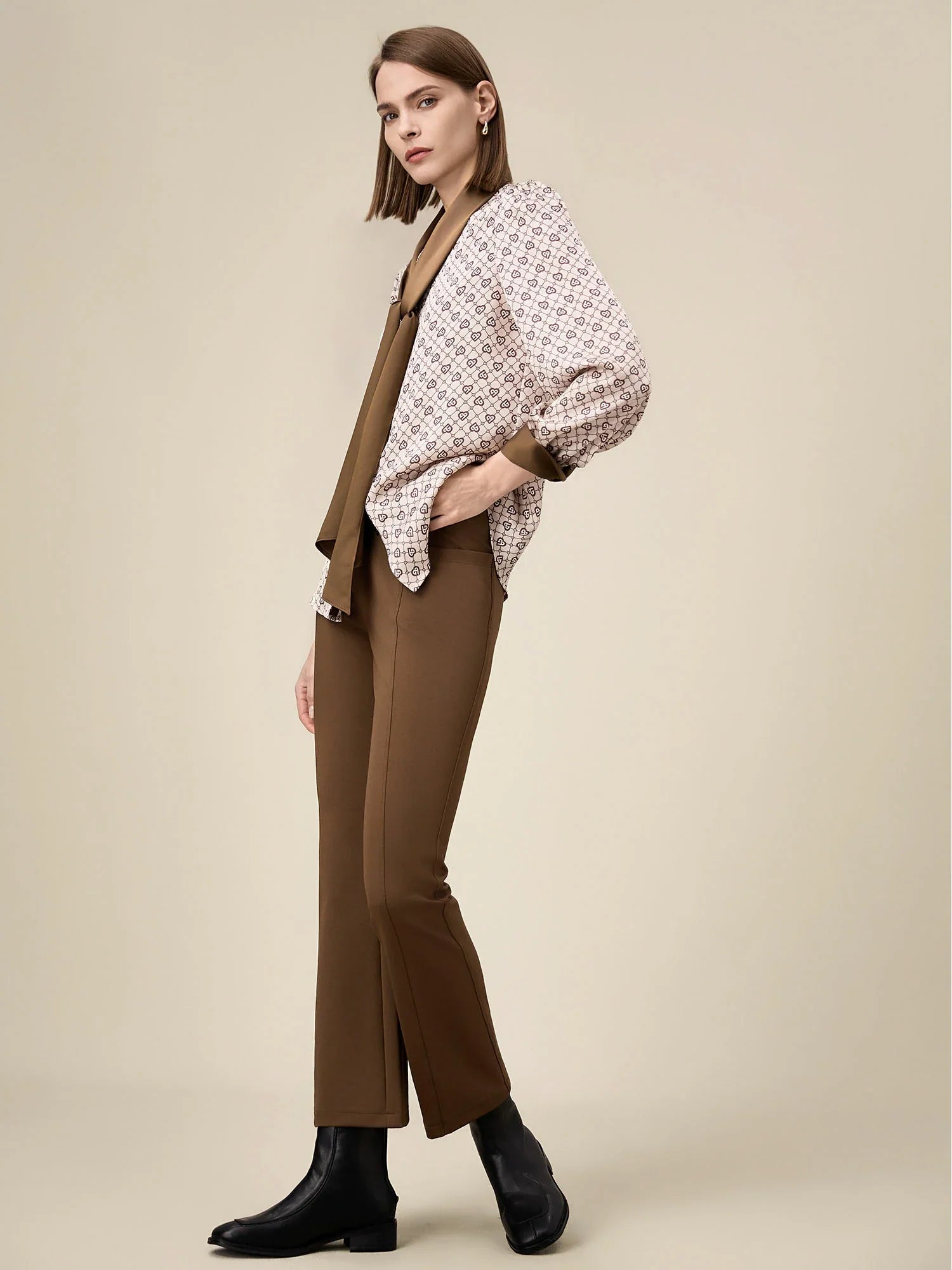 Levauro Kadın Esnek Slim Fit Geniş Paça Pantolon