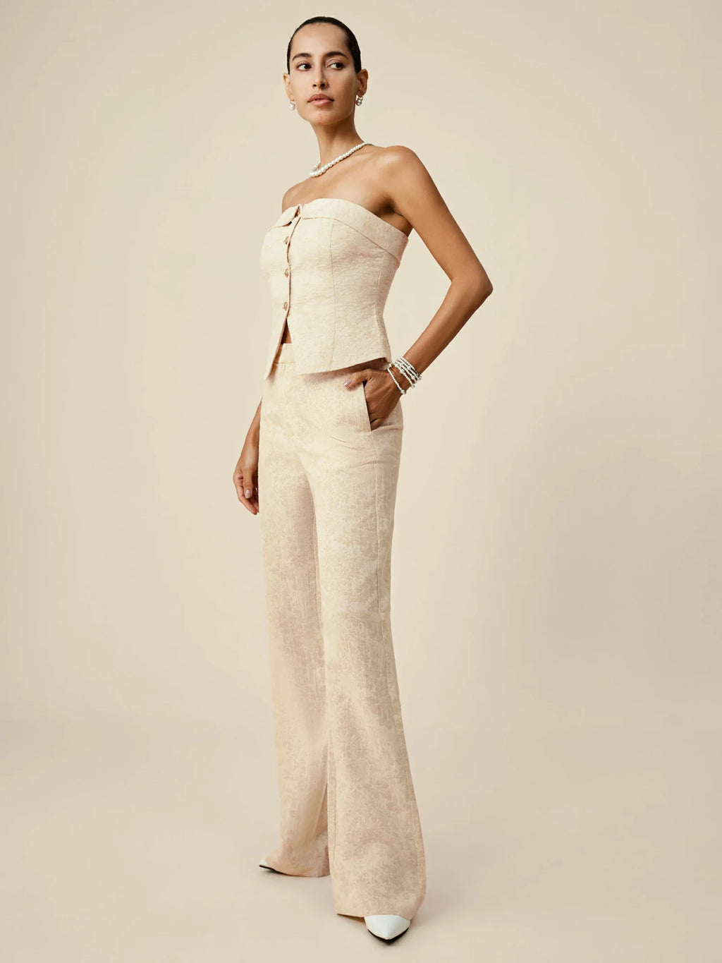 Levauro Pamuk ve Keten Jakarlı Takım Pantolonu