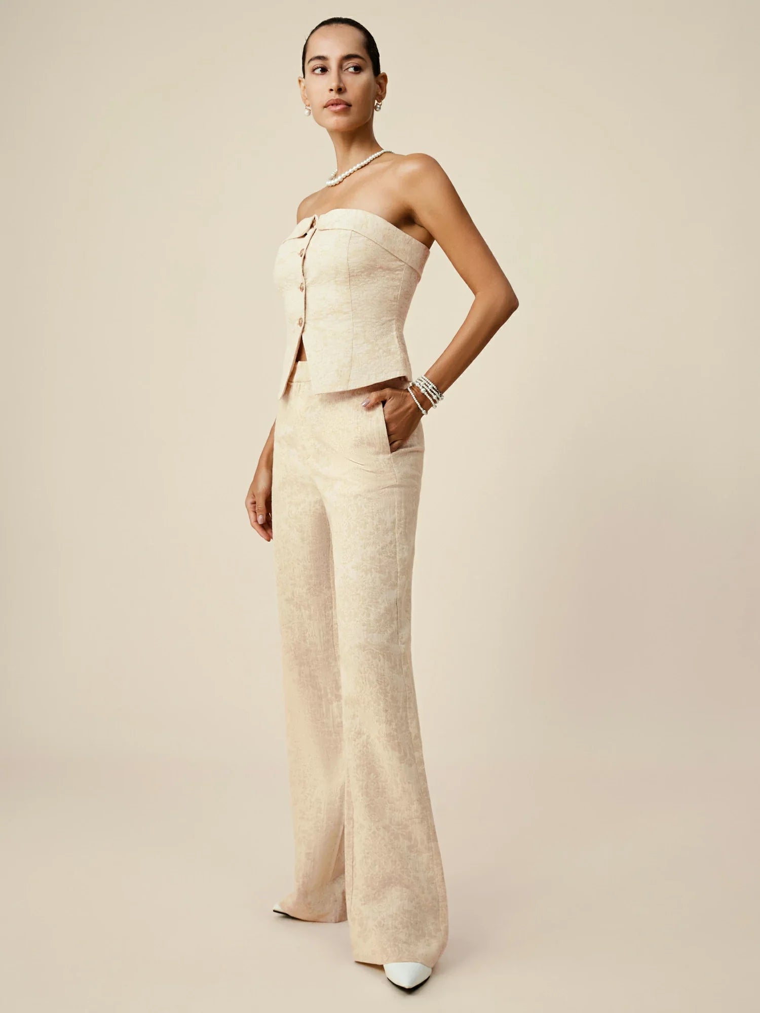 Levauro Pamuk ve Keten Jakarlı Takım Pantolonu