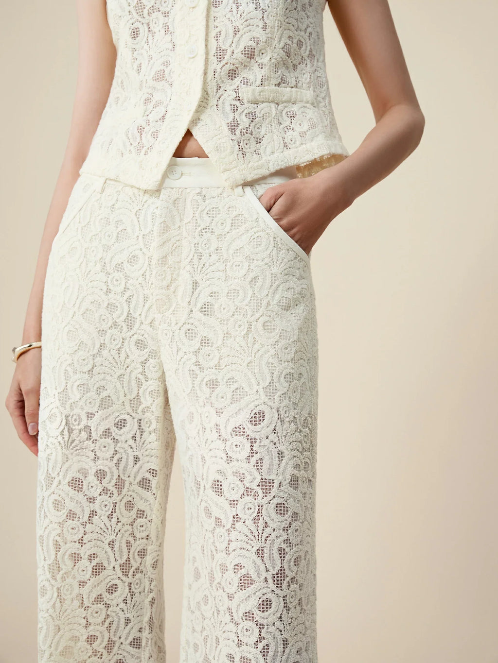 Levauro %70 Pamuklu Mikro Flare Dantel Pantolon