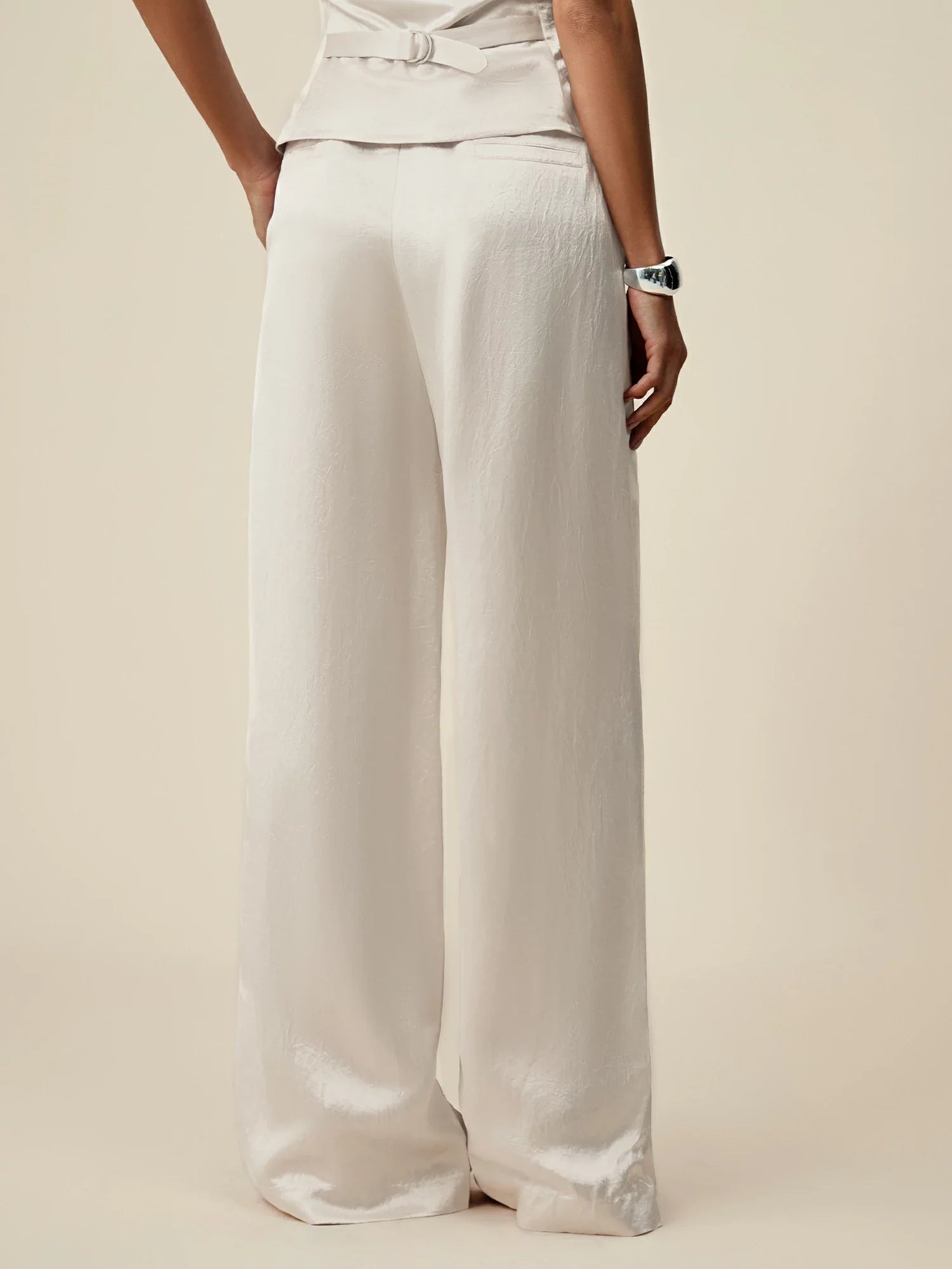 Levauro %100 Asetat Elastik Bel Saten Pantolon