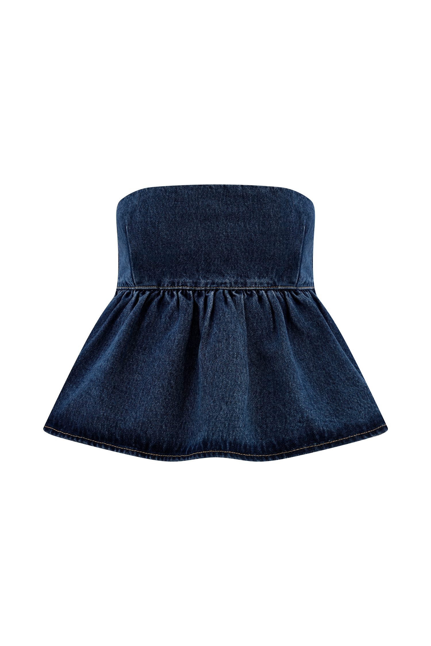 Levauro Pauline Straplez Denim Üst - 90'Lar Mavi