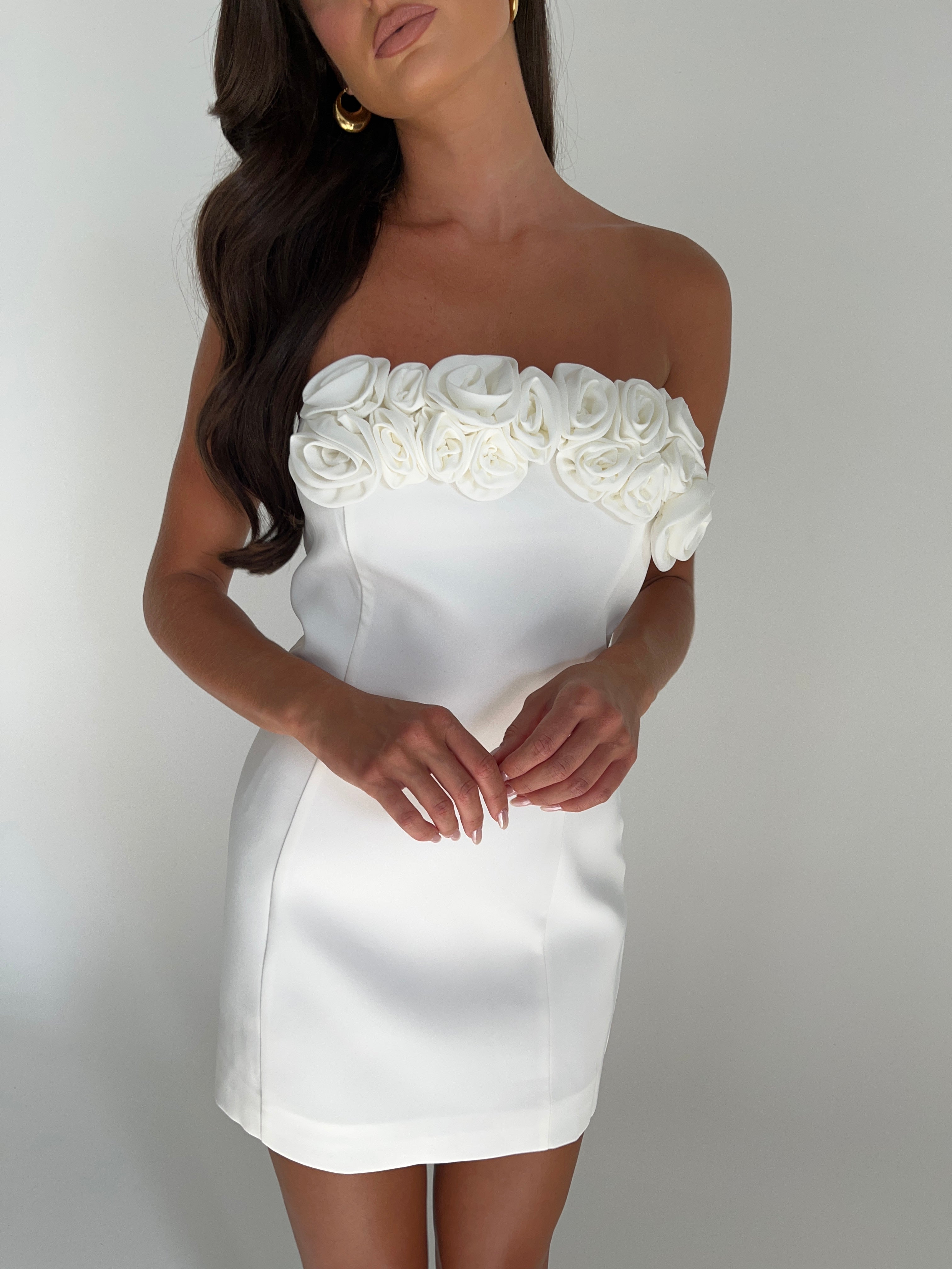 Levauro  Brooks Rose Mini Elbise - Beyaz