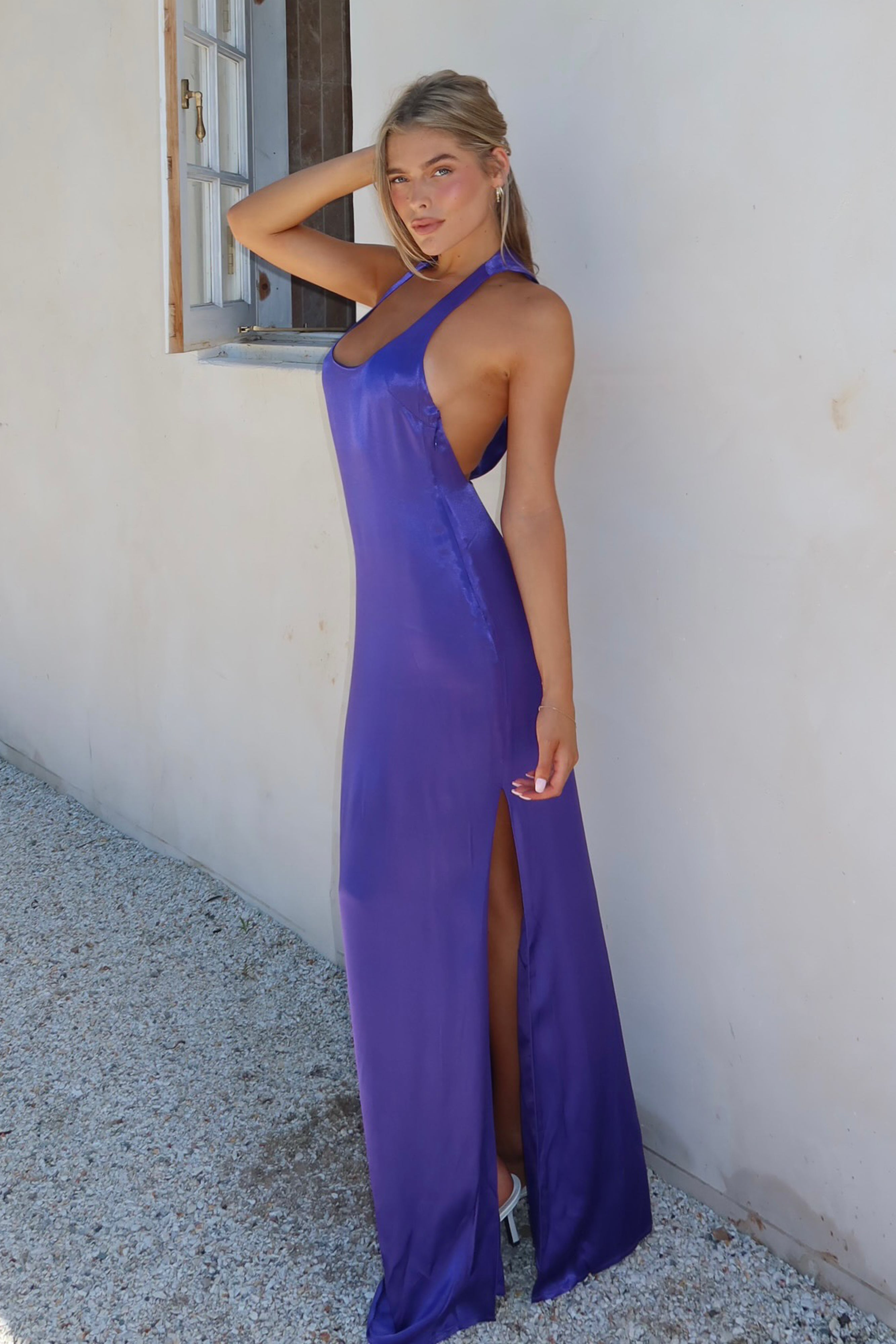 Levauro Jacquelyn Racerback Maxi Elbise - Koyu Mor