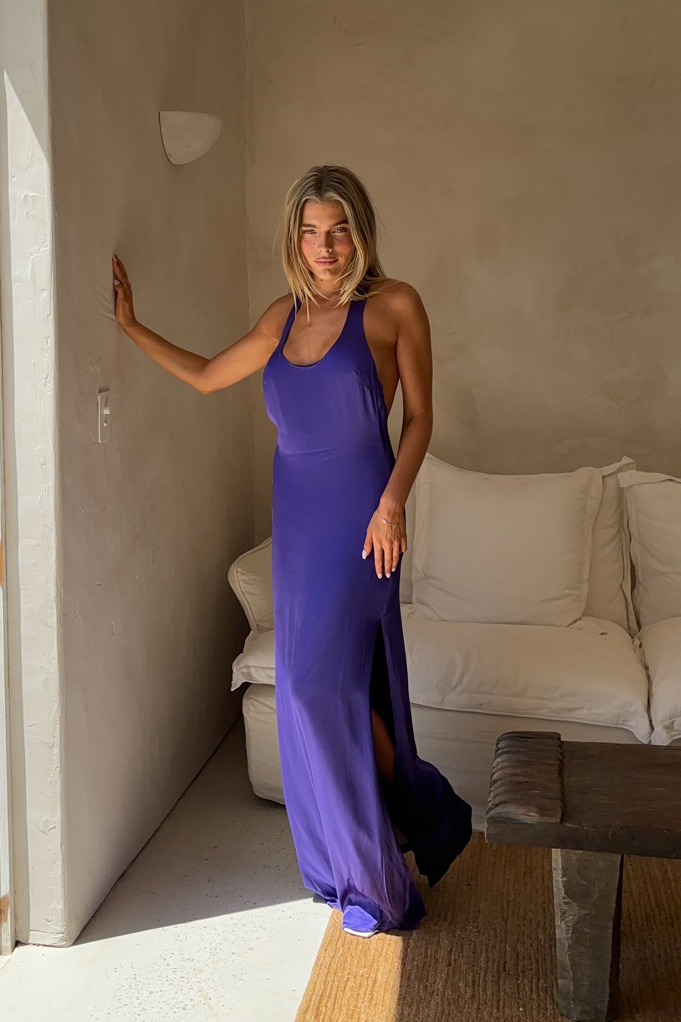 Levauro Jacquelyn Racerback Maxi Elbise - Koyu Mor