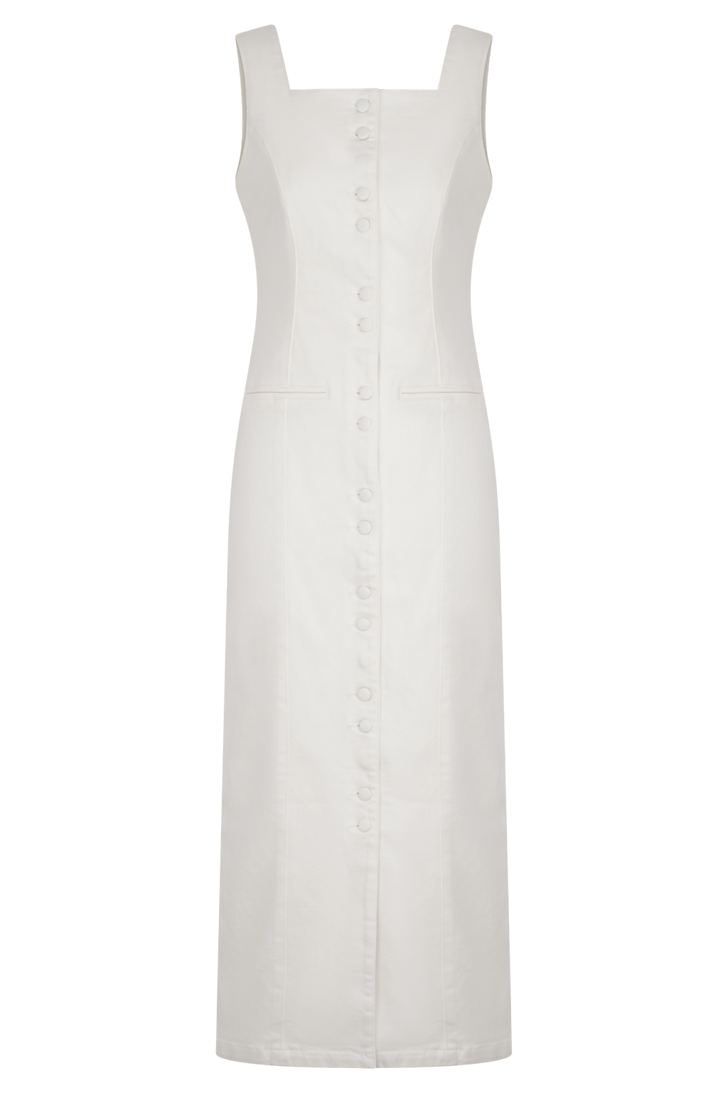 Levauro Reyna Denim Midi Elbise - Beyaz