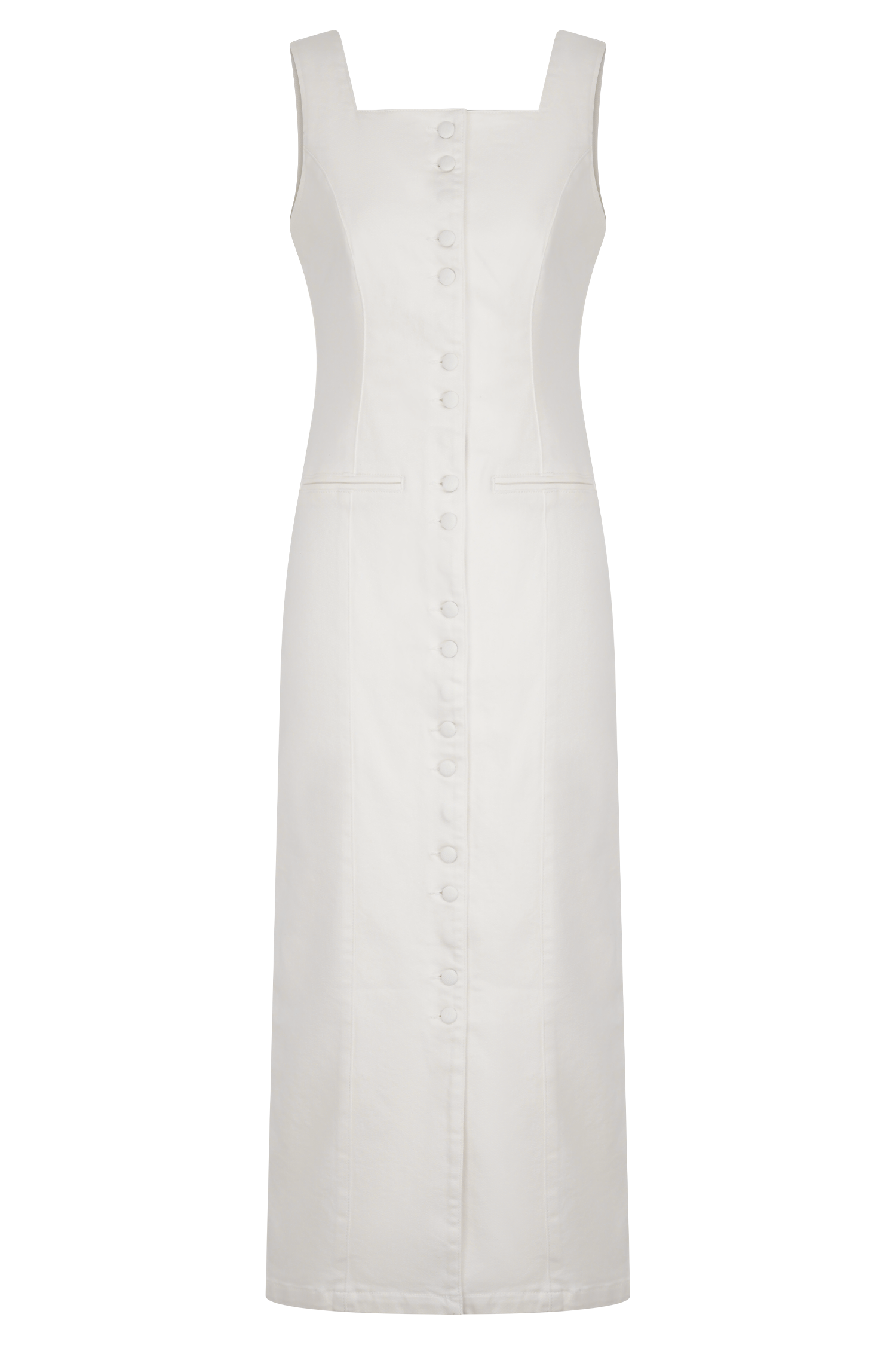 Levauro Reyna Denim Midi Elbise - Beyaz