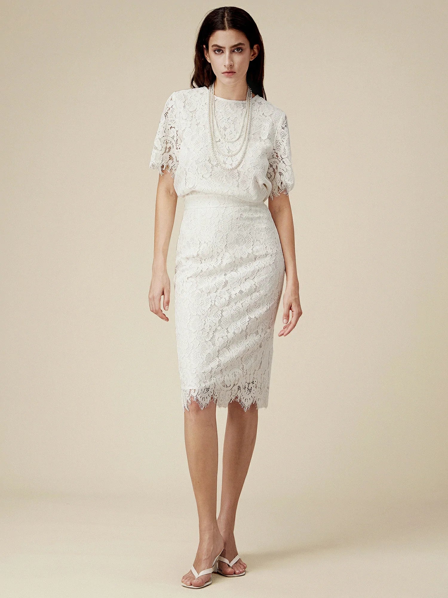 Levauro Pamuklu Yüksek Bel Dantel Etek