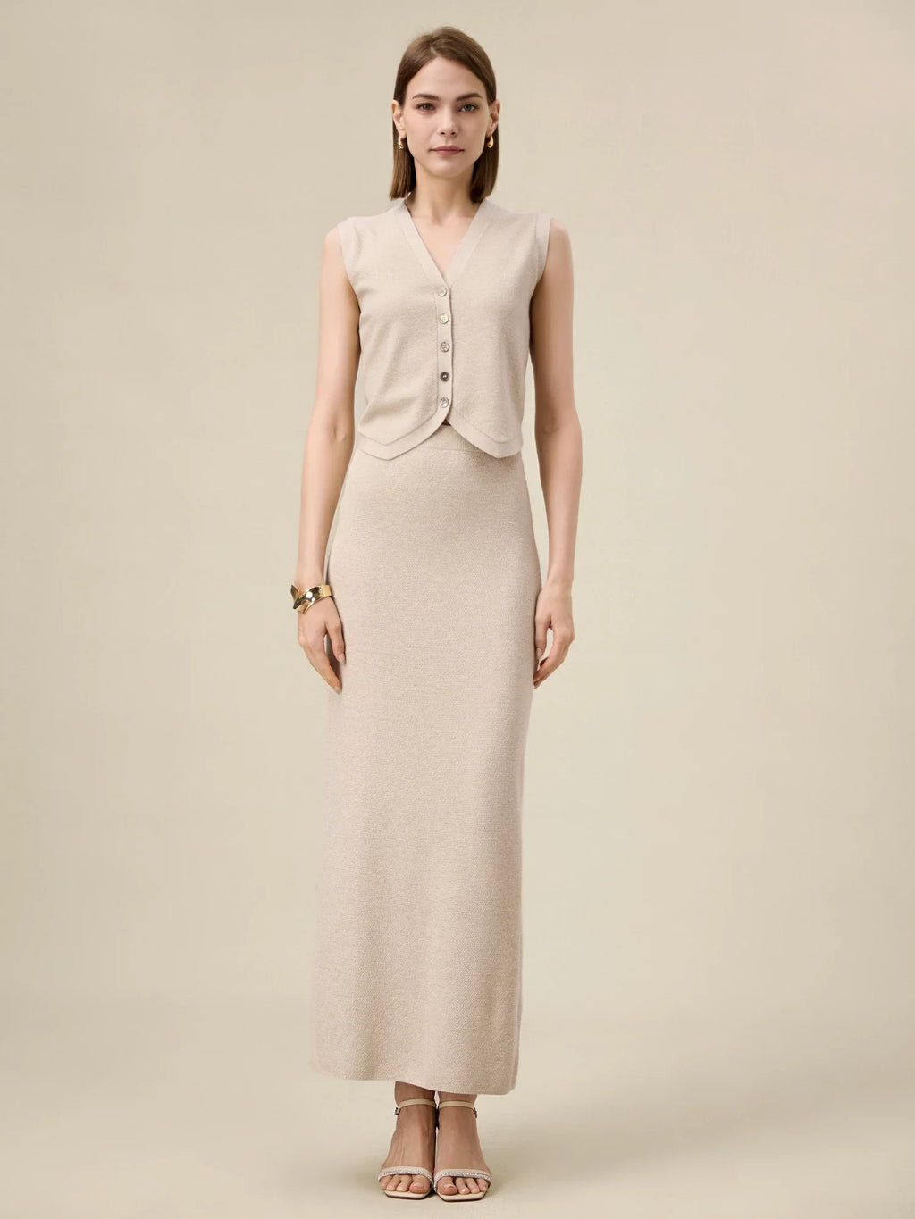 Levauro Yünlü Lastikli Bel Düz Örgü Etek