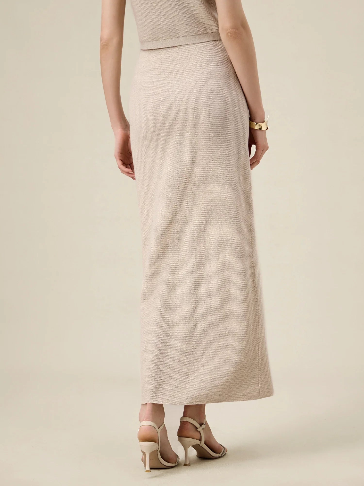 Levauro Yünlü Lastikli Bel Düz Örgü Etek